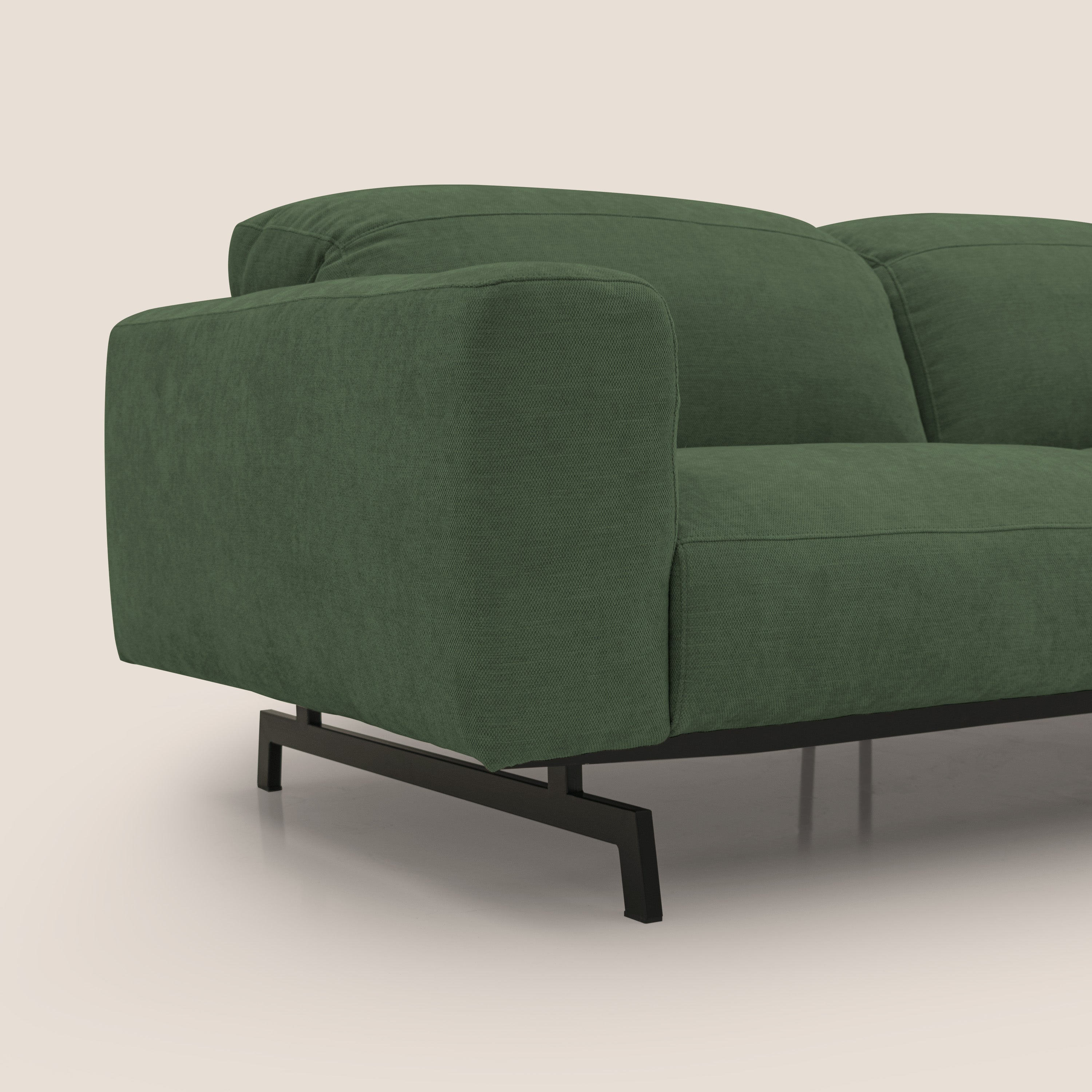 Sakura divano in piuma d'oca modulare componibile in morbido tessuto fiammato impermeabile T14 verde - divani.store