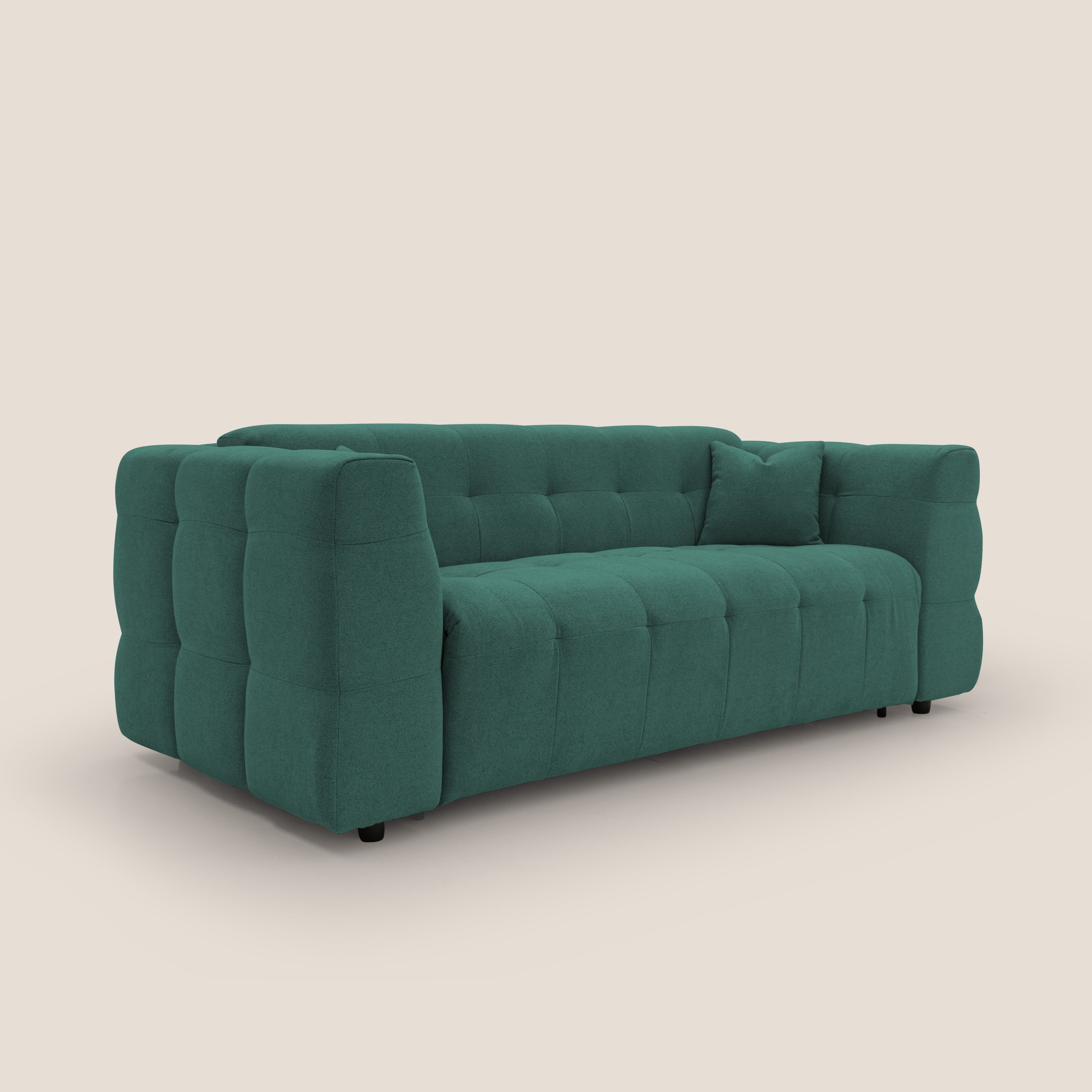 Tender Divano letto matrimoniale dal design innovativo in tessuto bouclet impermeabile T07 verde - divani.store