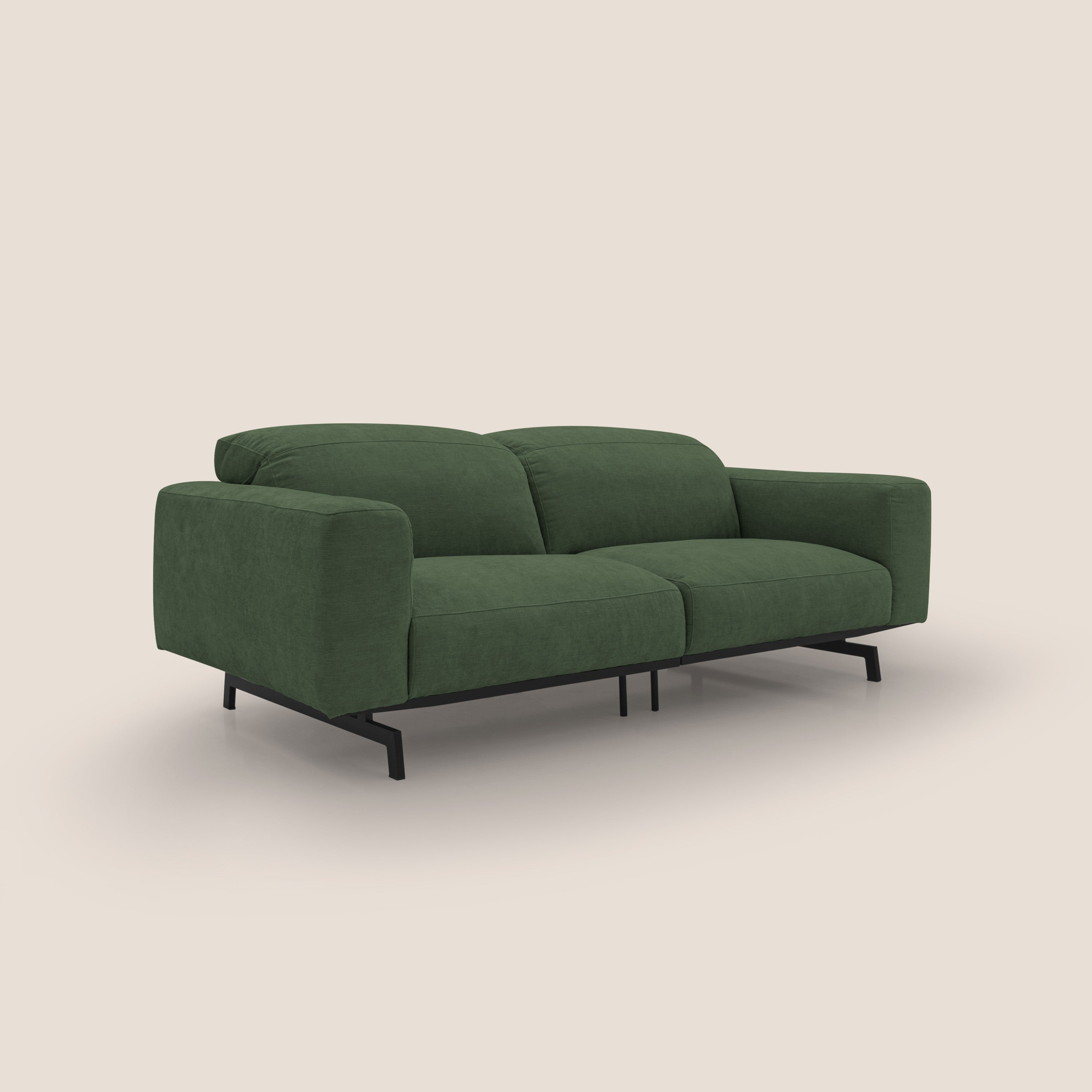 Sakura divano in piuma d'oca modulare componibile in morbido tessuto fiammato impermeabile T14 verde - divani.store