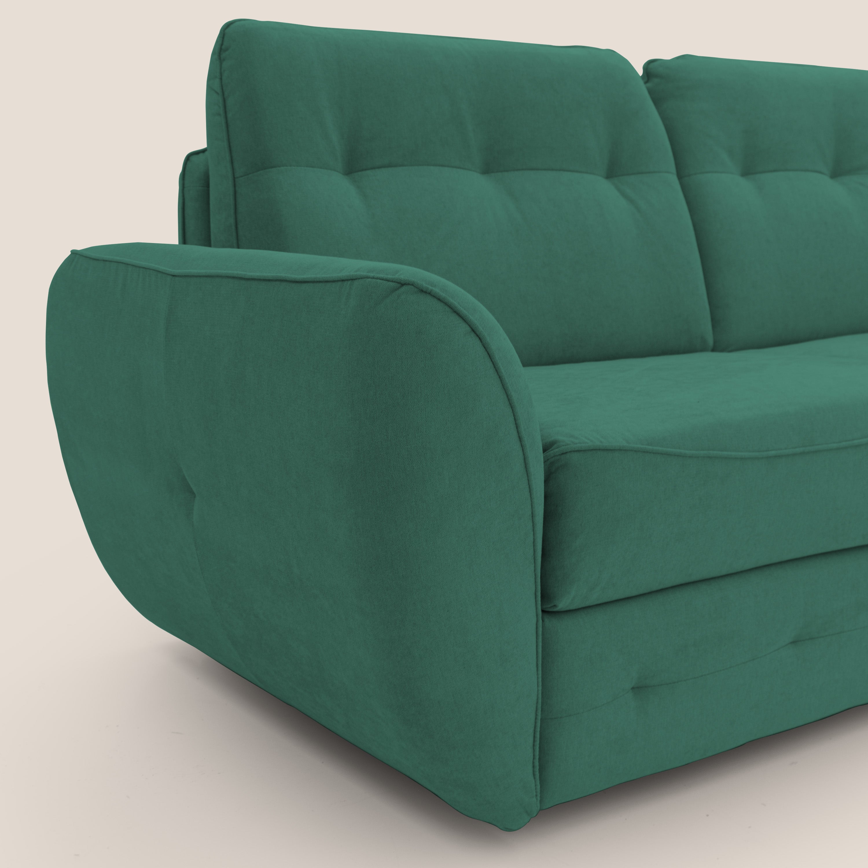 Zeus divano letto angolare con materasso H18 cm pouf mobile in tessuto impermeabile T02 - divani.store