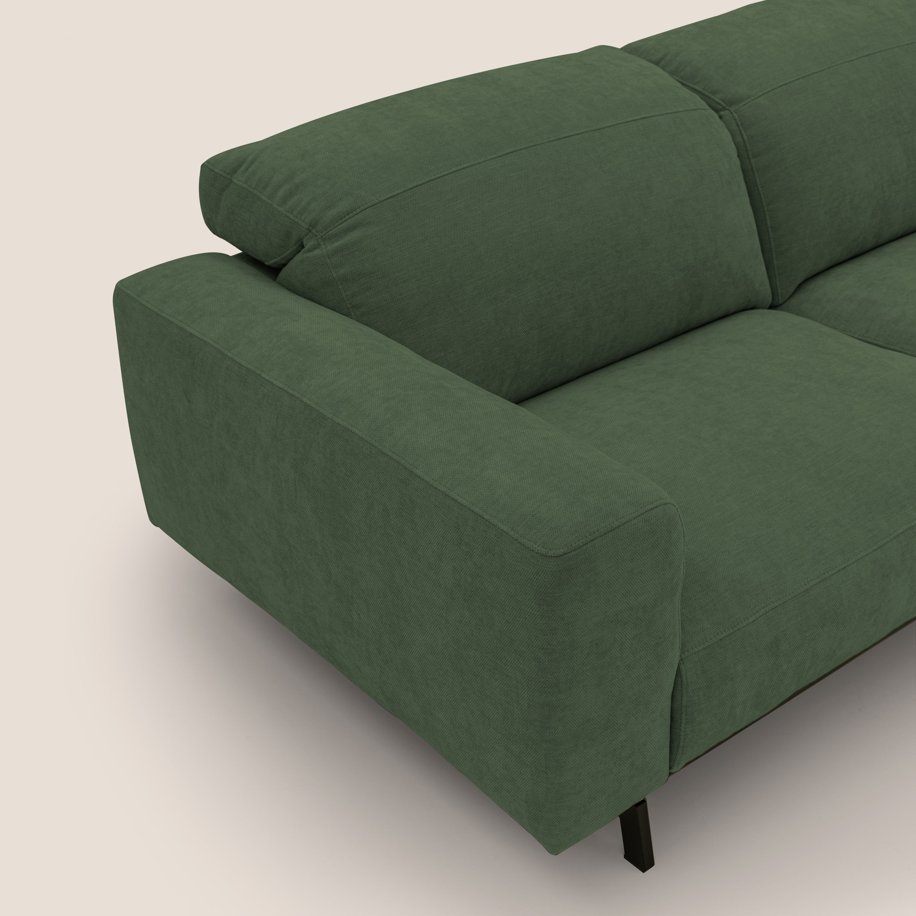 Sakura divano in piuma d'oca modulare componibile in morbido tessuto fiammato impermeabile T14 verde - divani.store