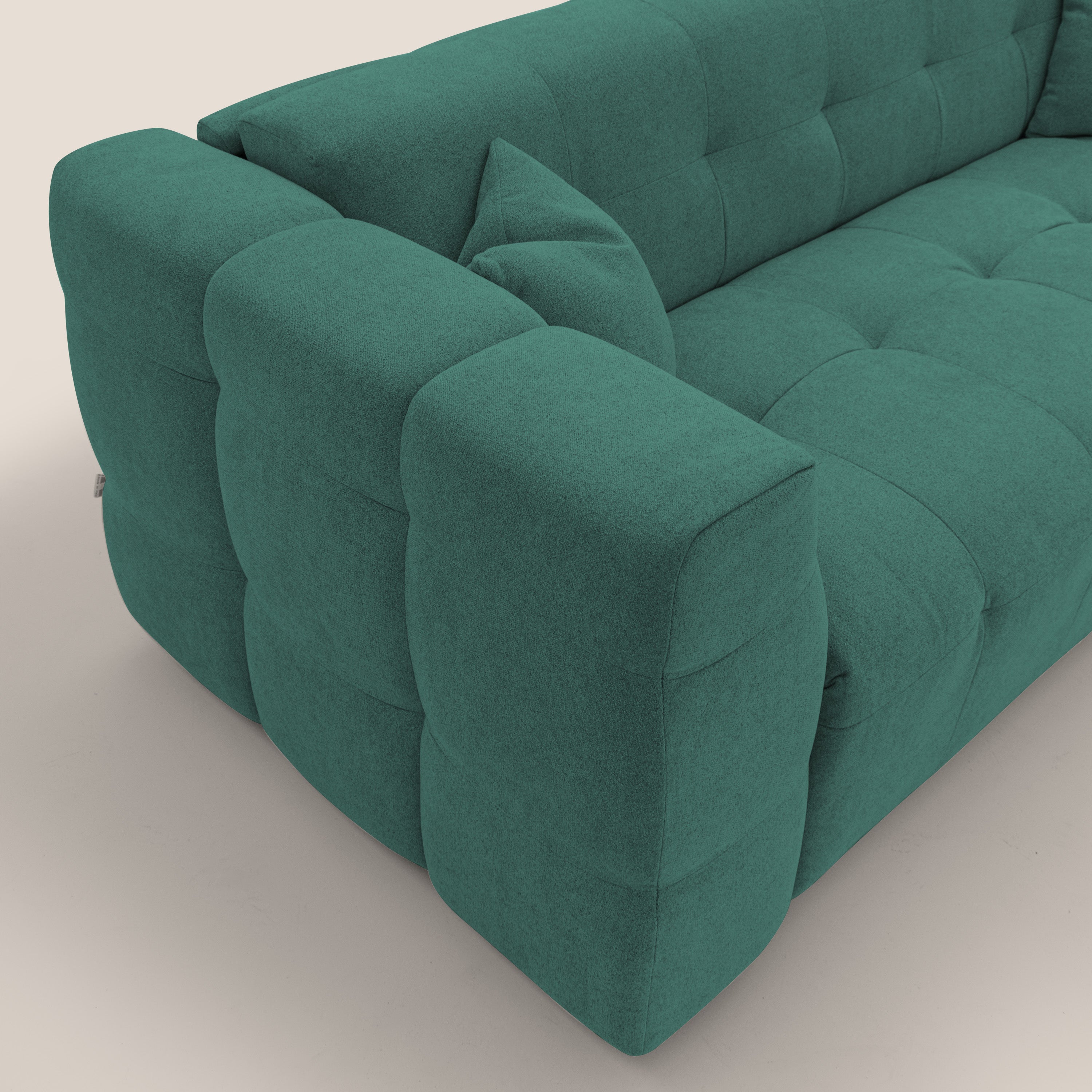 Tender Divano letto matrimoniale dal design innovativo in tessuto bouclet impermeabile T07 verde - divani.store