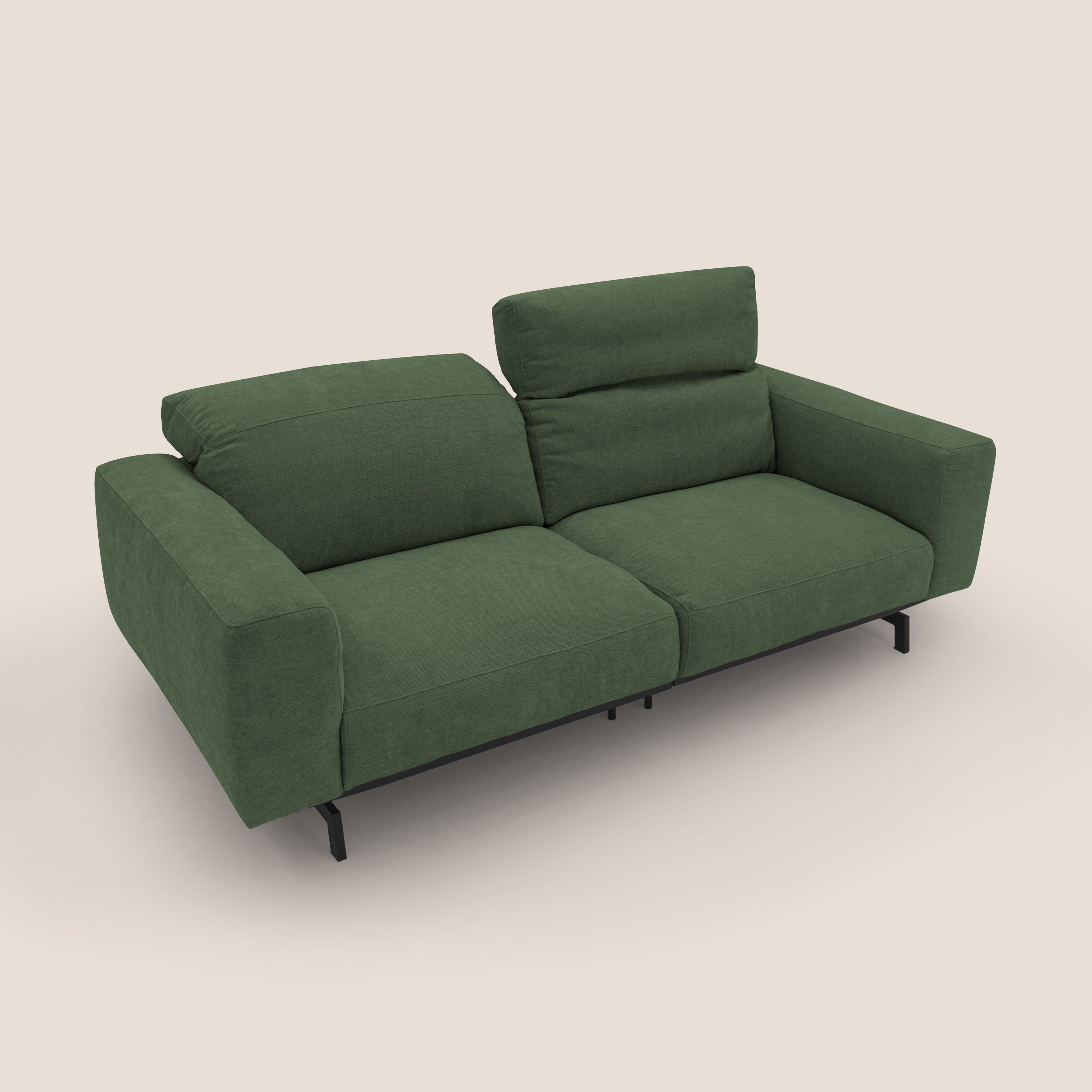 Sakura divano in piuma d'oca modulare componibile in morbido tessuto fiammato impermeabile T14 verde - divani.store