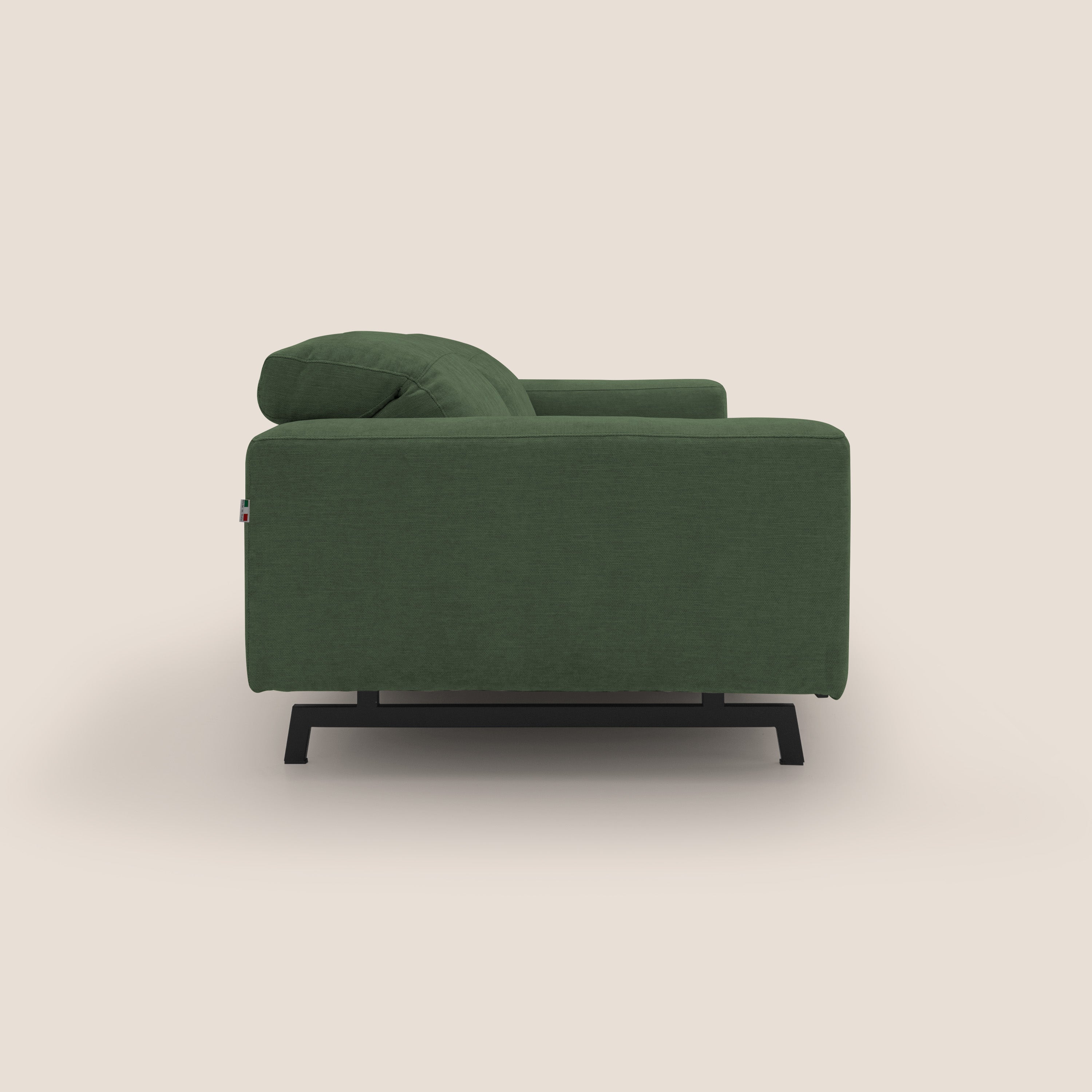 Sakura divano in piuma d'oca modulare componibile in morbido tessuto fiammato impermeabile T14 verde - divani.store