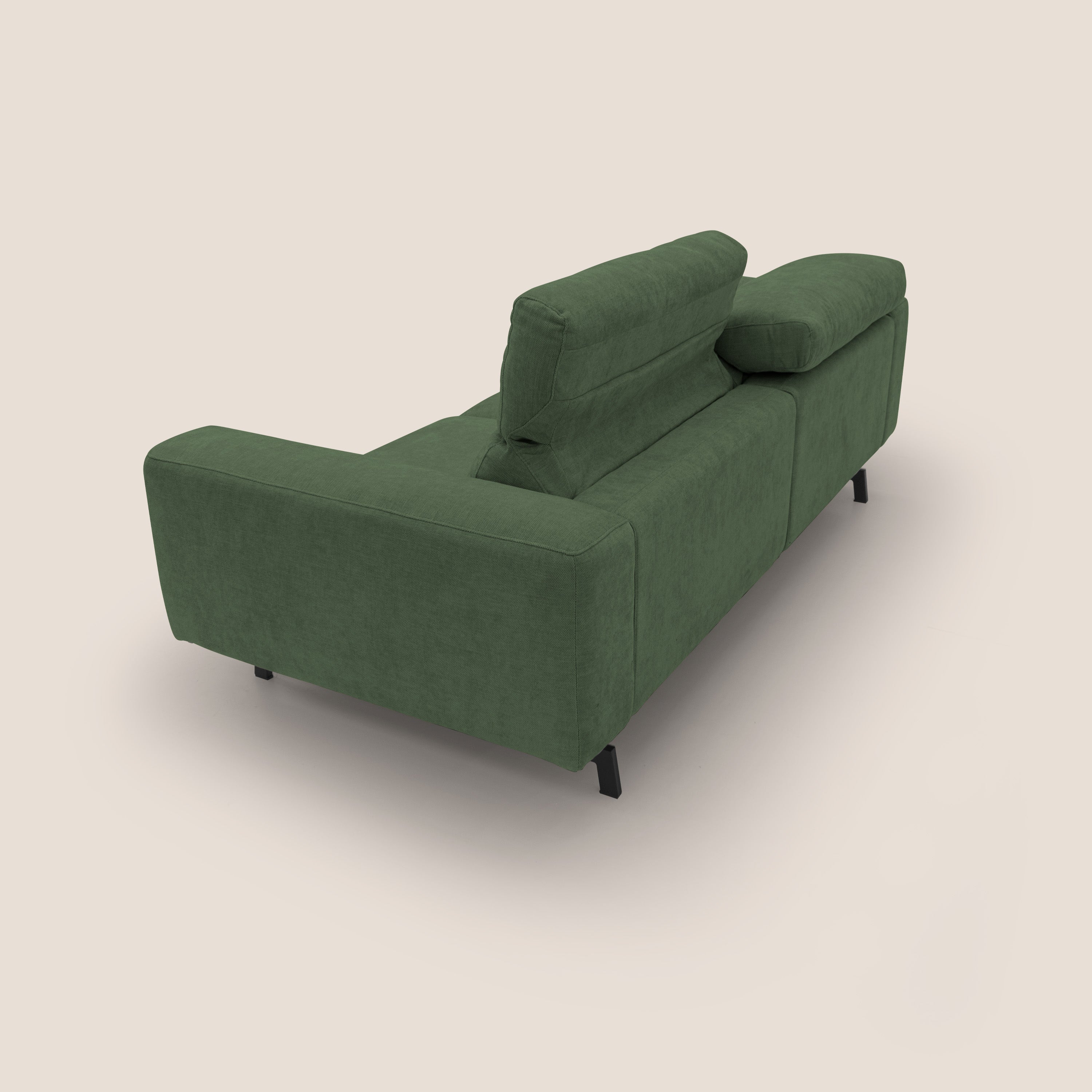 Sakura divano in piuma d'oca modulare componibile in morbido tessuto fiammato impermeabile T14 verde - divani.store