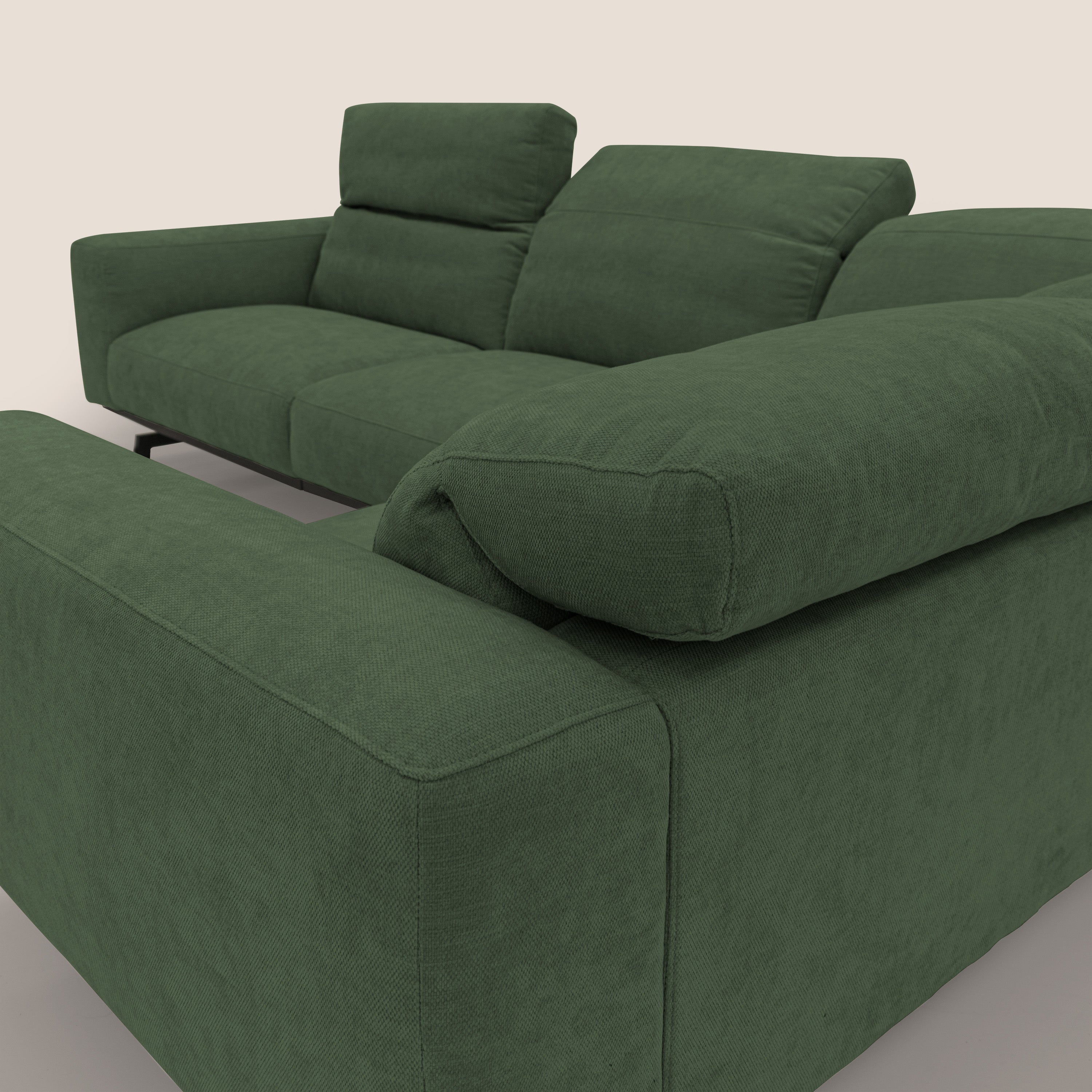 Sakura Canapé d'angle RÉVERSIBLE et modulable en tissu doux et imperméable T14 vert