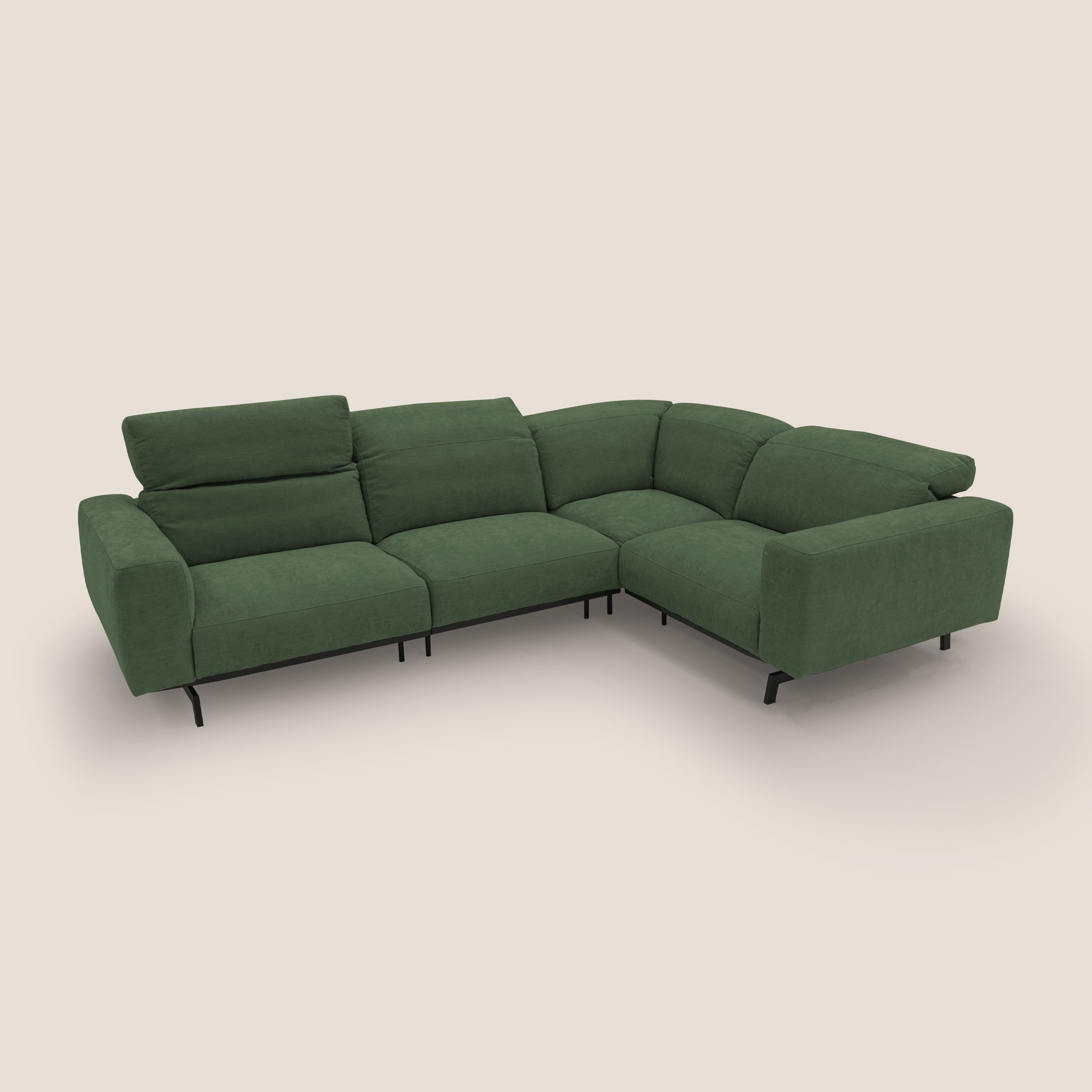 Sakura Canapé d'angle RÉVERSIBLE et modulable en tissu doux et imperméable T14 vert