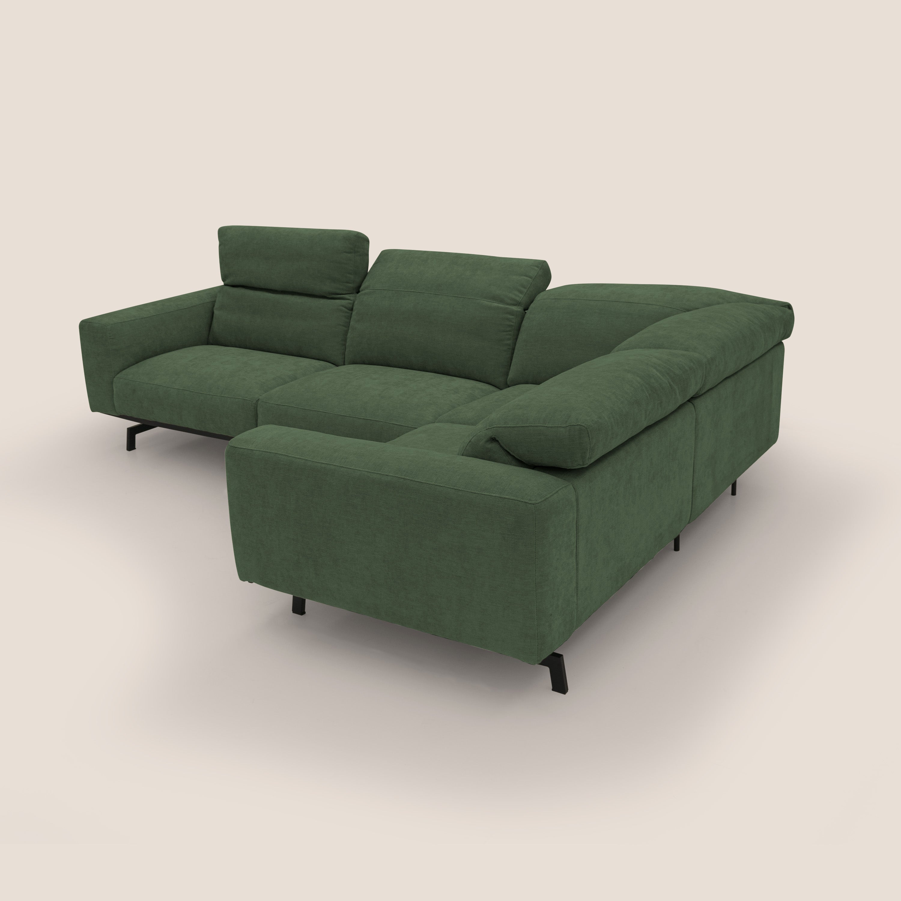 Sakura Canapé d'angle RÉVERSIBLE et modulable en tissu doux et imperméable T14 vert