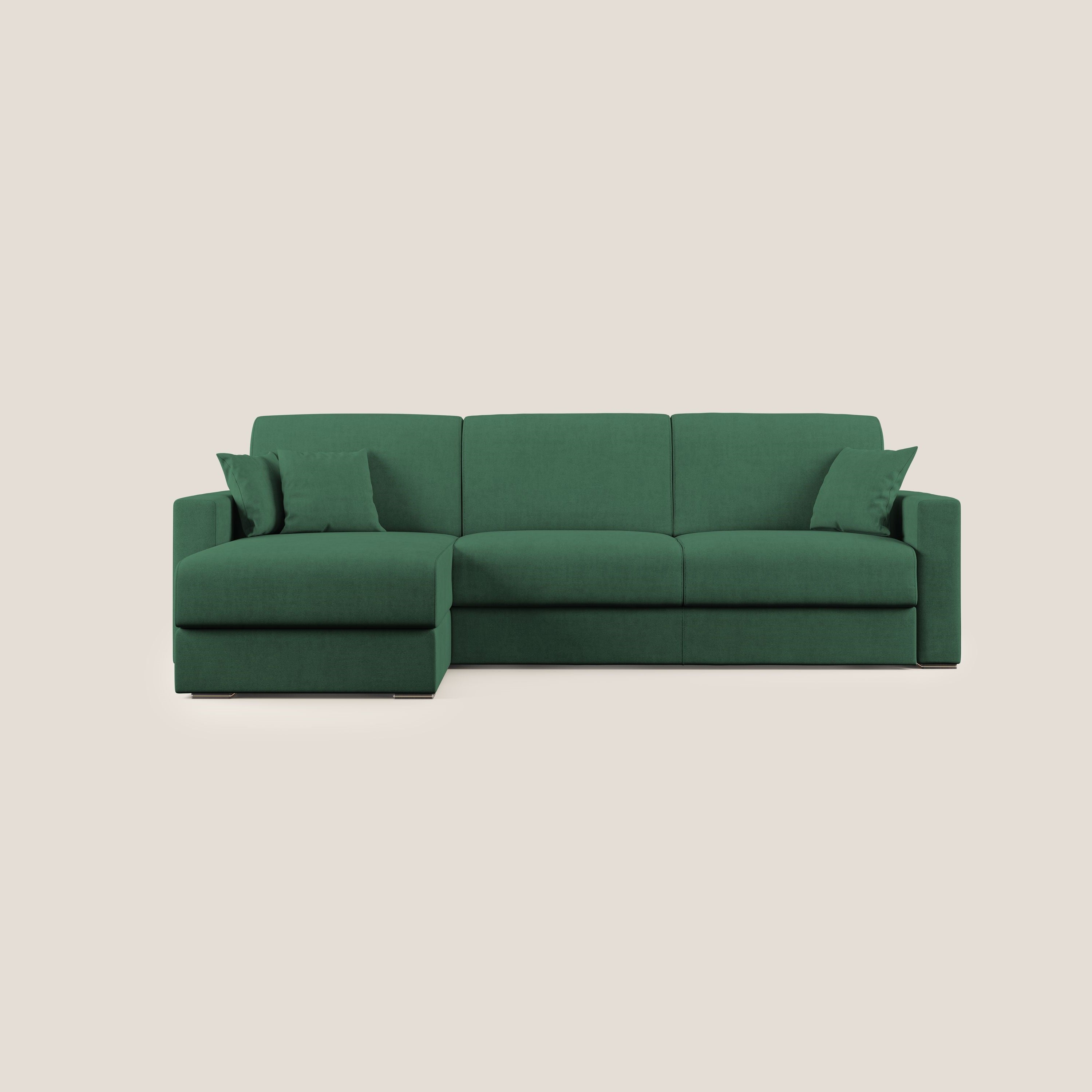 Best Divano letto angolare in tessuto impermeabile T02 verde - divani.store
