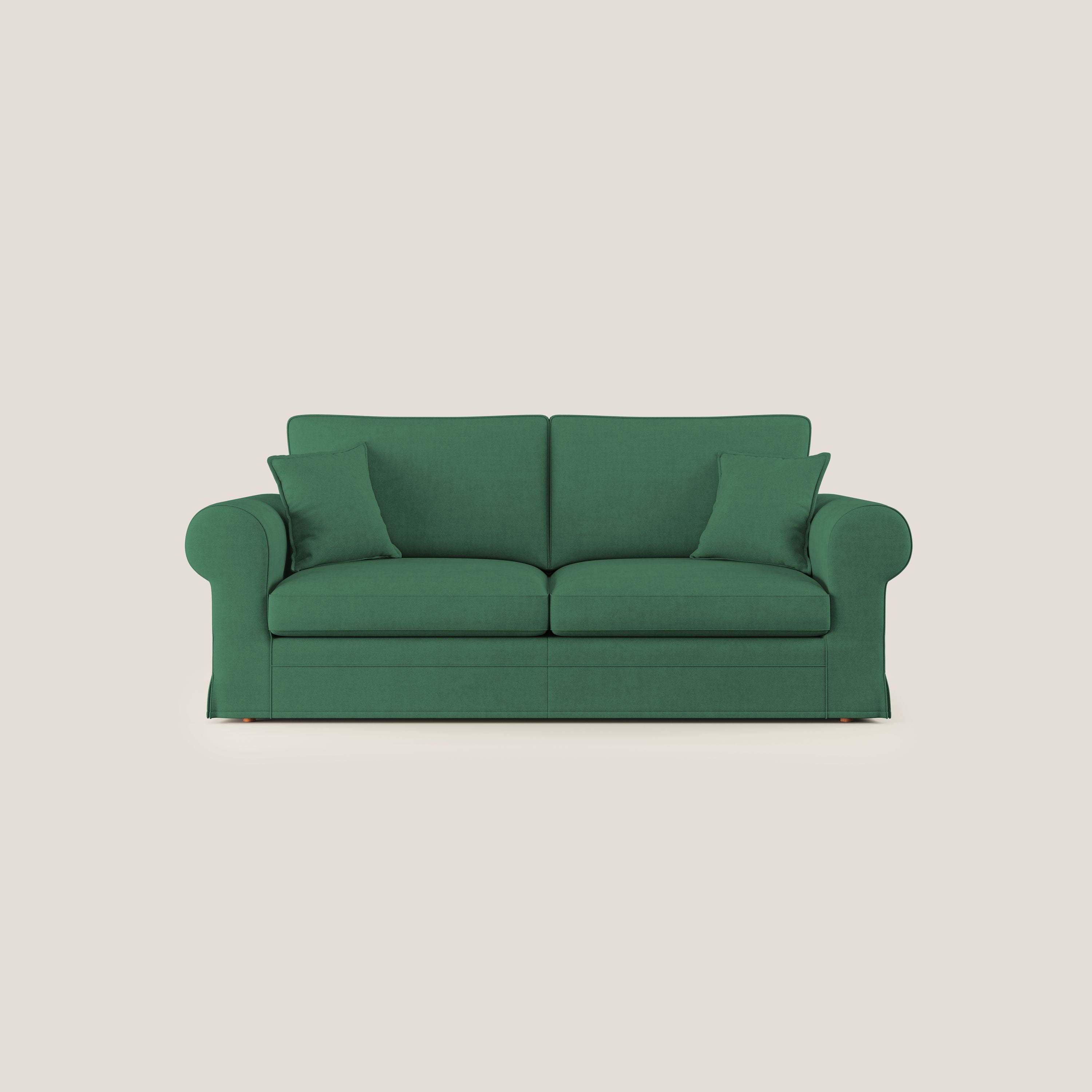 Lady divano classico in piuma d'oca realizzato con tessuto impermeabile T02 verde - divani.store