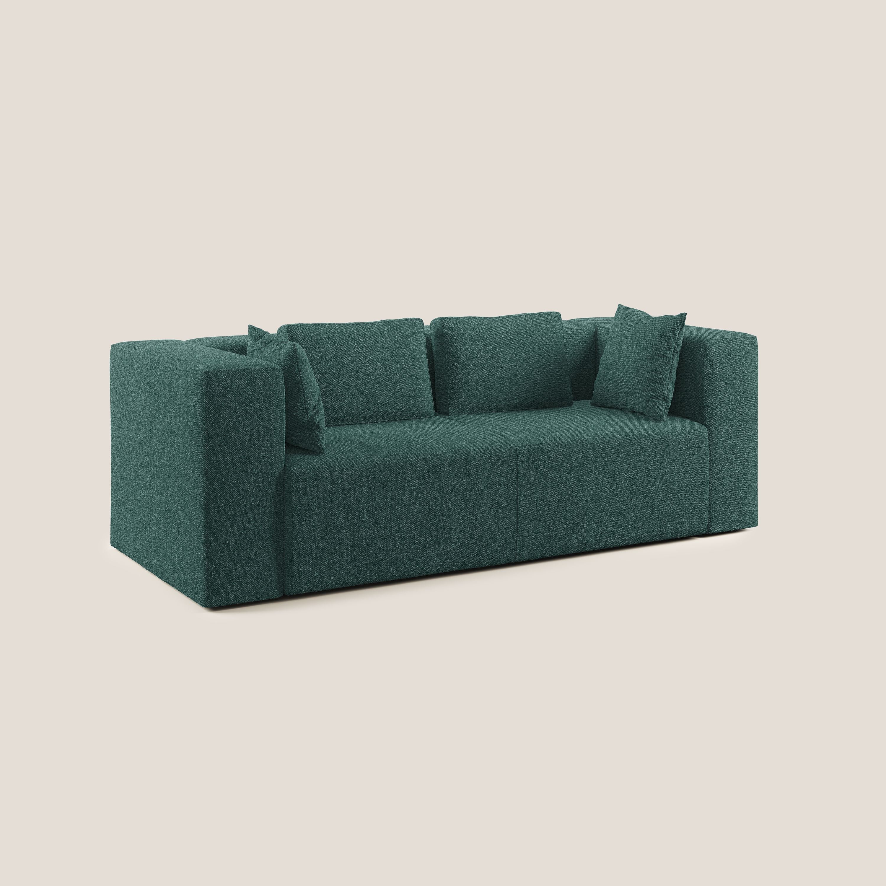 Nettuno divano moderno componibile in morbido tessuto bouclè T07 verde - divani.store