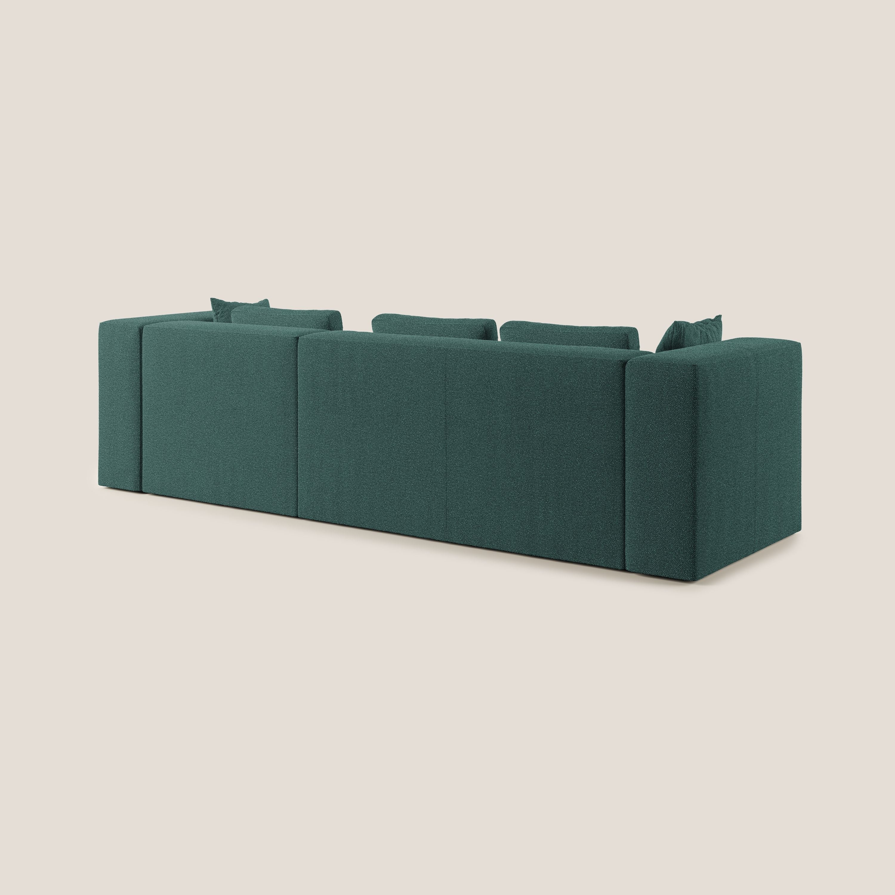 Nettuno divano angolare componibile in morbido tessuto bouclè T07 verde - divani.store