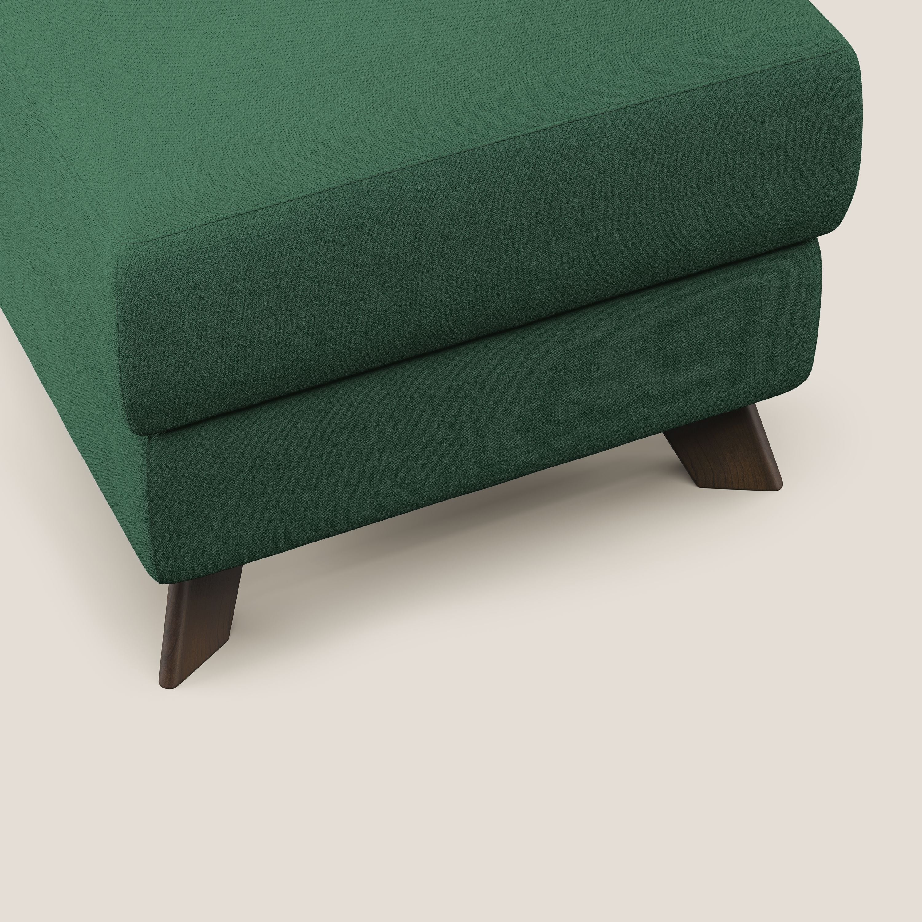 Moon Pouf contenitore e piedini alti in tessuto morbido impermeabile T02 verde - divani.store