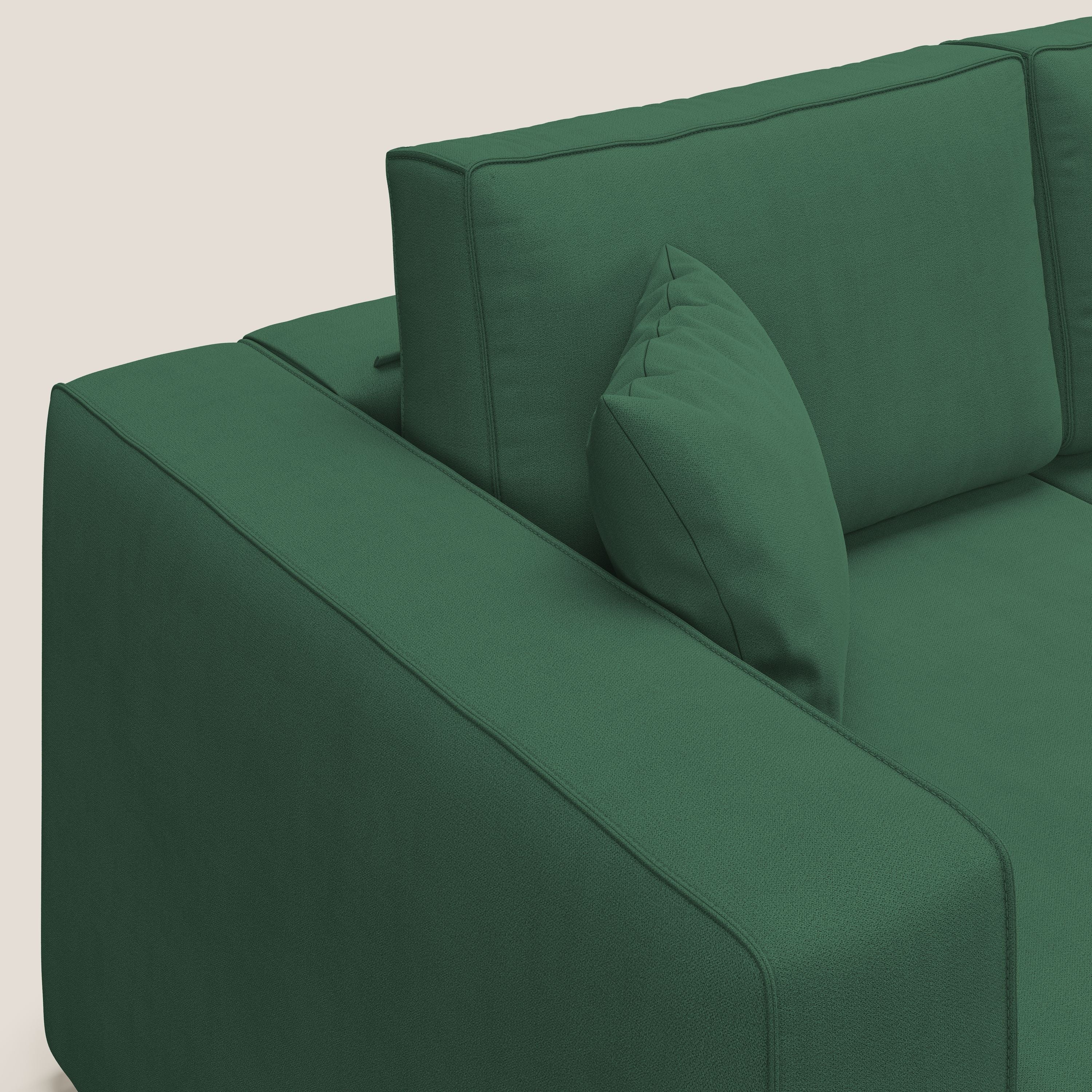 Morfeo divano con 3 sedute estraibili in morbido tessuto impermeabile T02 verde - divani.store
