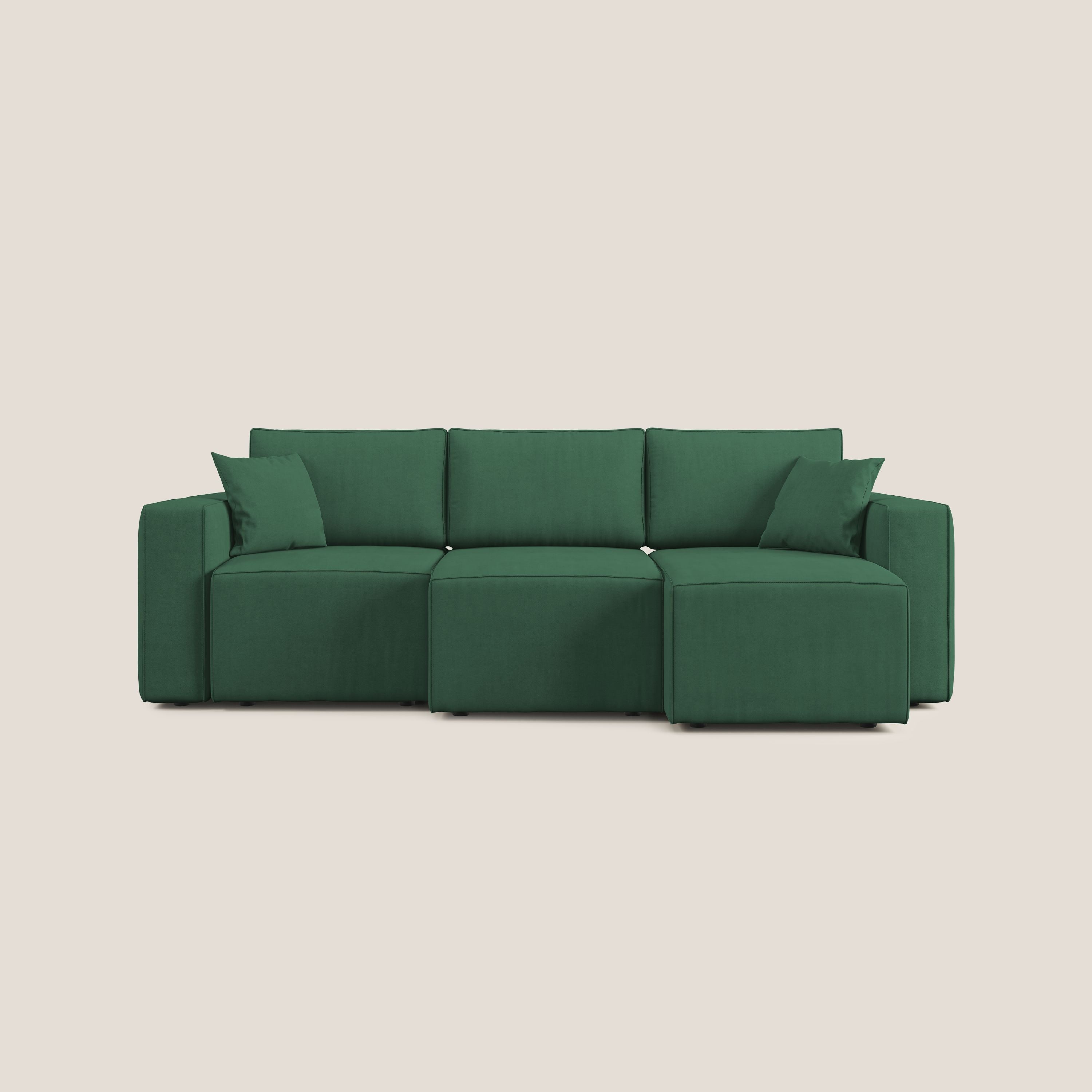 Morfeo divano con 3 sedute estraibili in morbido tessuto impermeabile T02 verde - divani.store