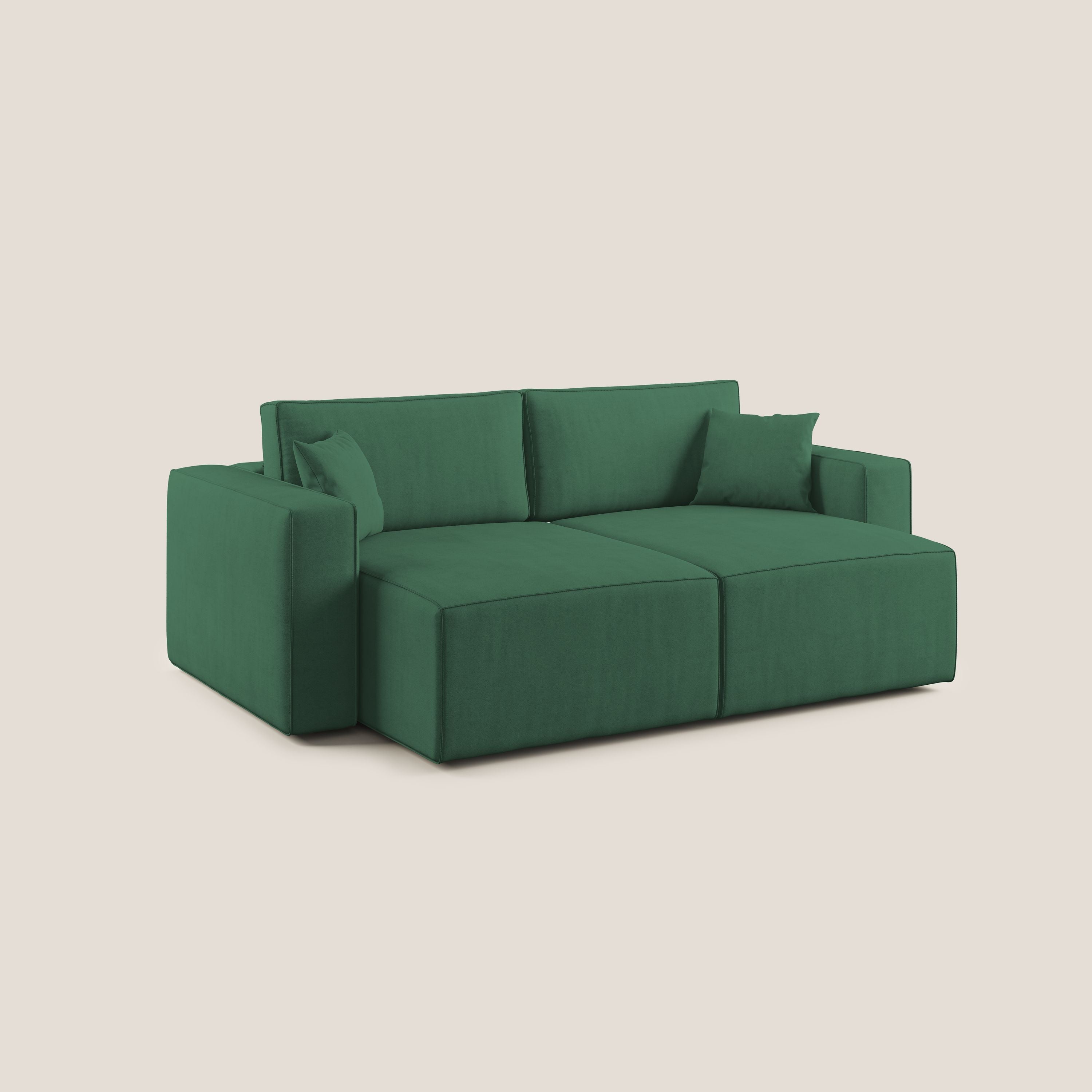 Morfeo divano con sedute estraibili in morbido tessuto impermeabile T02 verde - divani.store