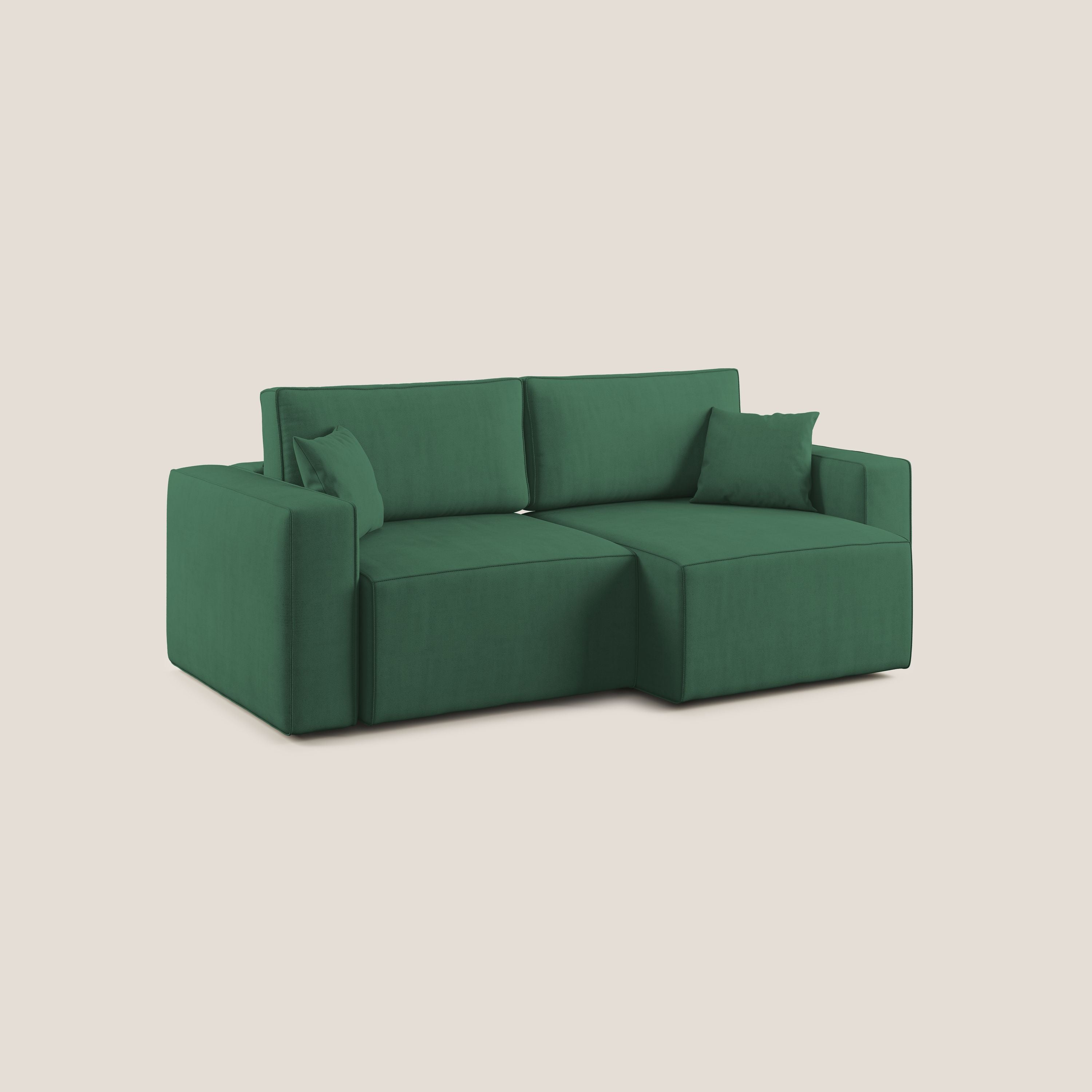 Morfeo divano con sedute estraibili in morbido tessuto impermeabile T02 verde - divani.store