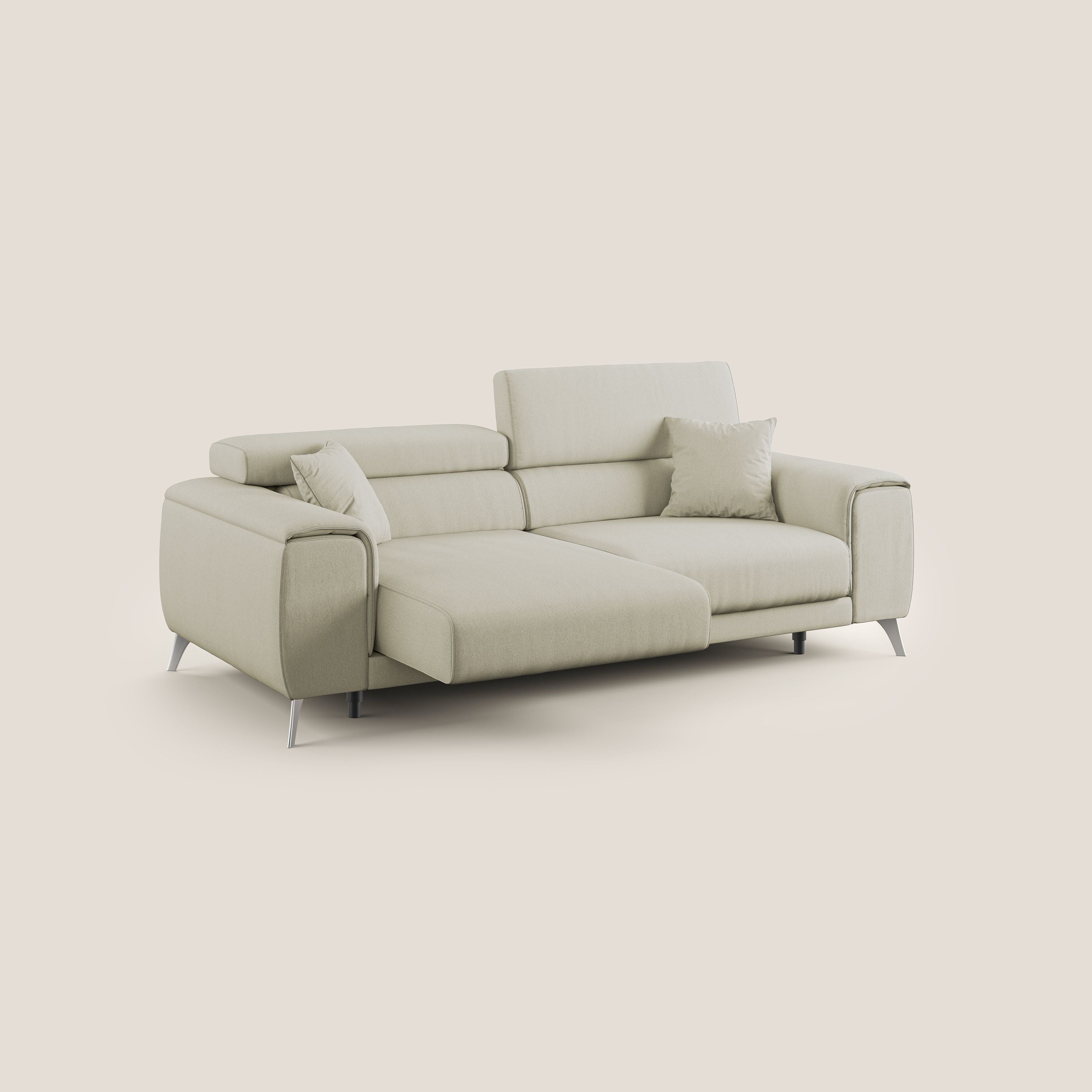 Fusion divano con sedute allungabili in tessuto smacchiabile T05 panna - divani.store