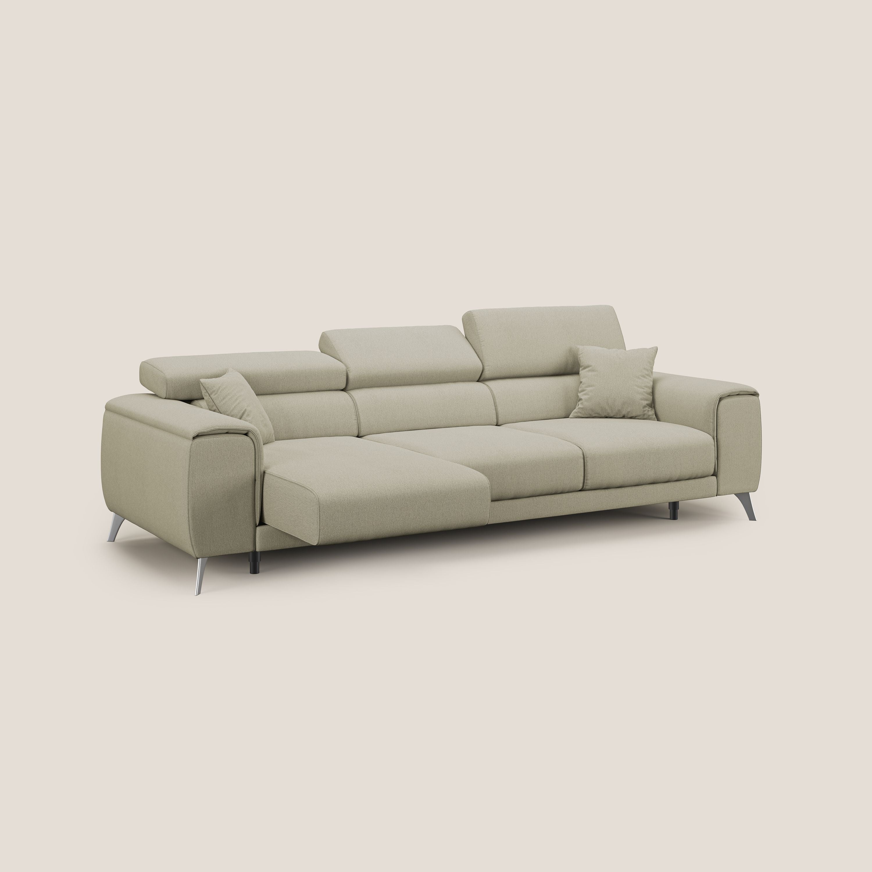 Fusion divano con 3 sedute allungabili in tessuto smacchiabile T05 panna - divani.store