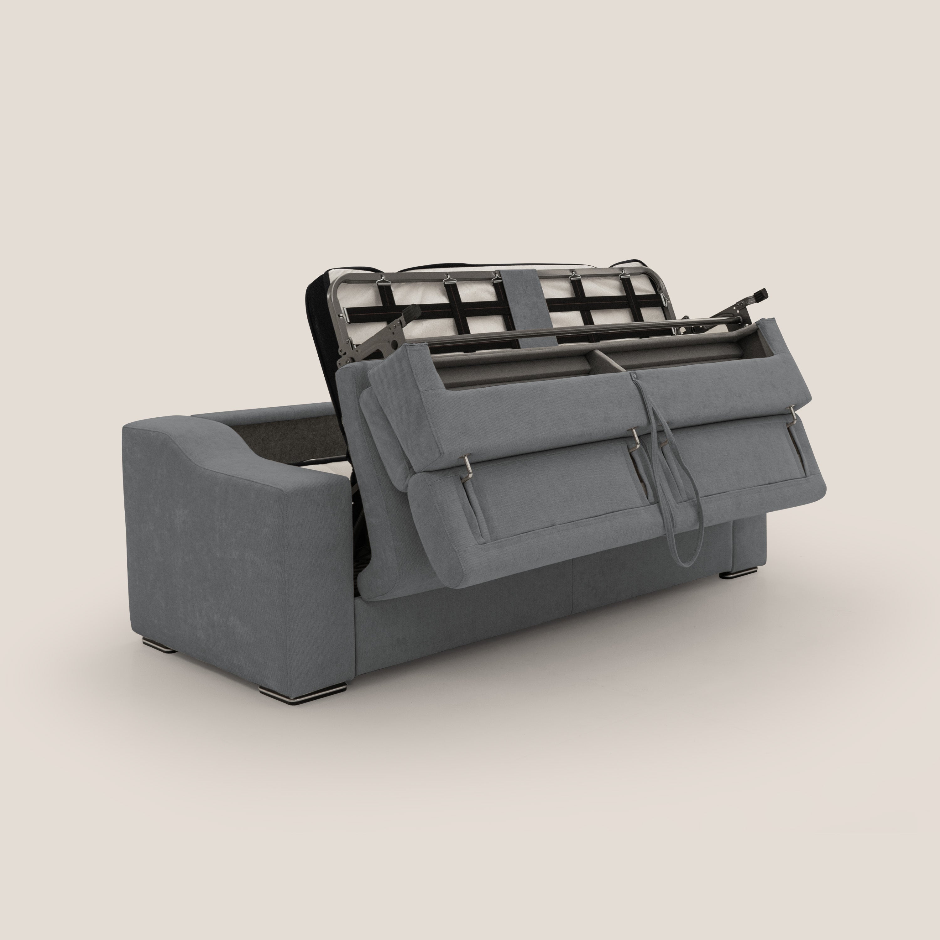 Bomber divano letto matrimoniale con poggiatesta in tessuto impermeabile T14 - divani.store