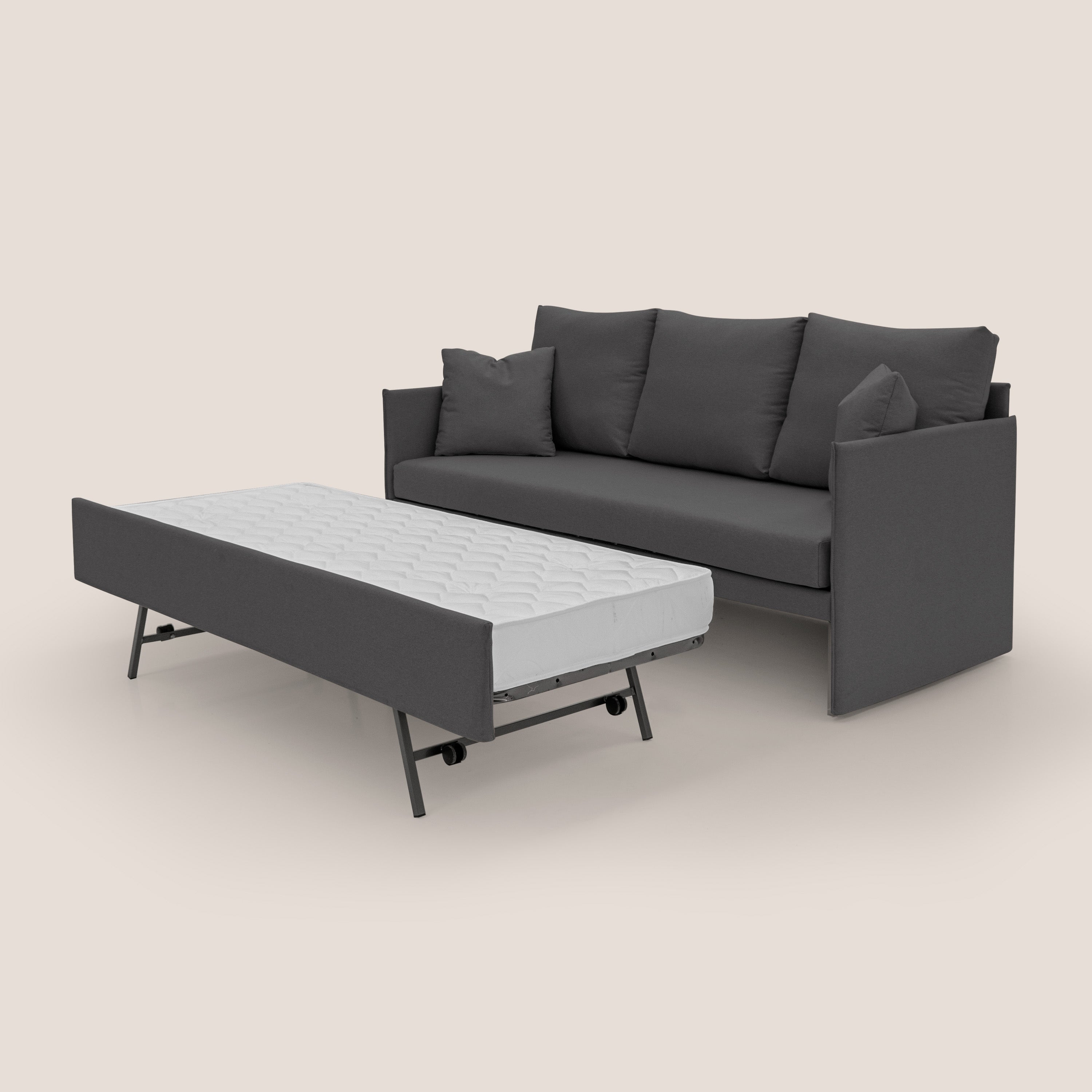 Brera Divano duplex con doppio letto in tessuto simil cotone impermeabile T13 grigio - divani.store