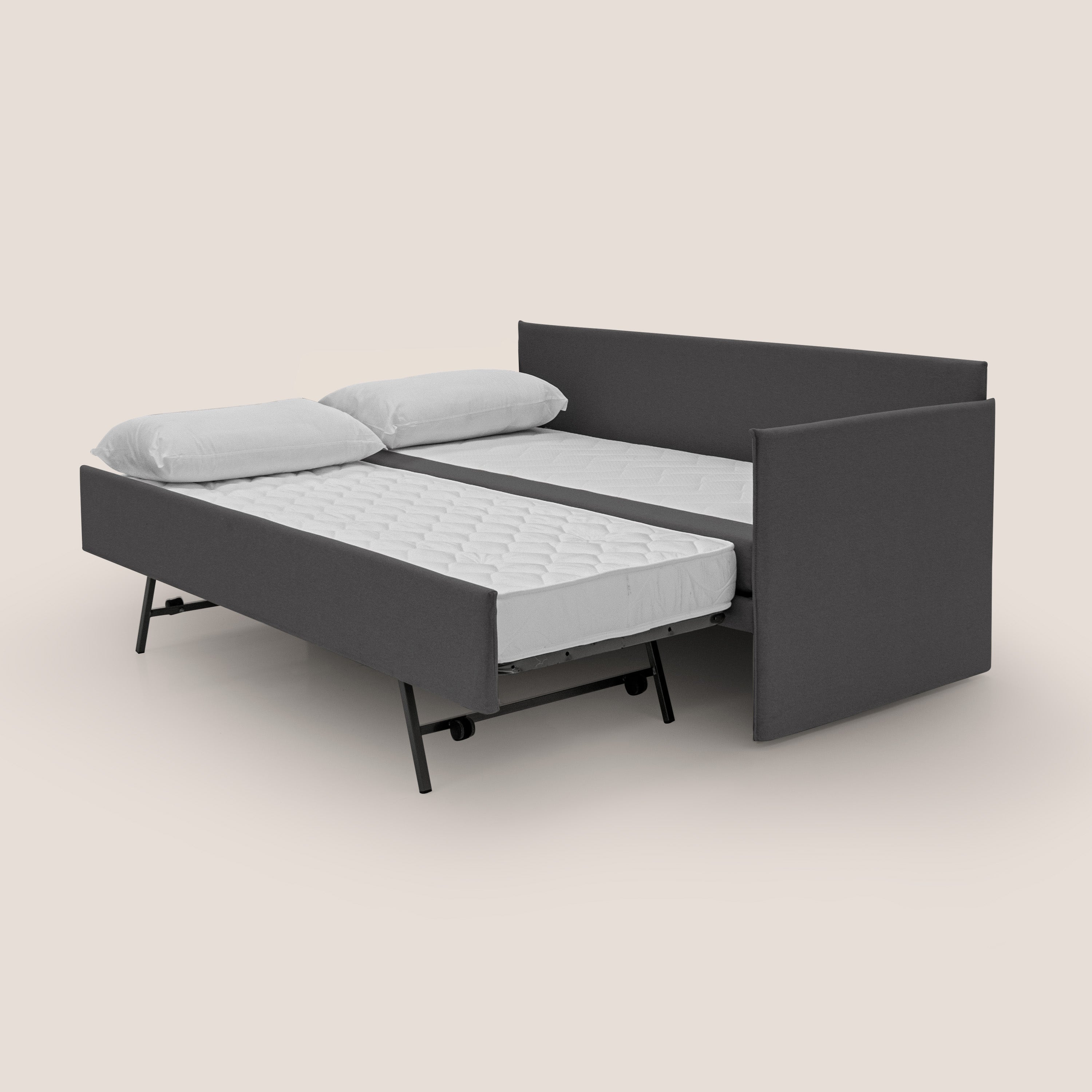 Durini Divano duplex con doppio letto in tessuto simil cotone impermeabile T13 antracite - divani.store