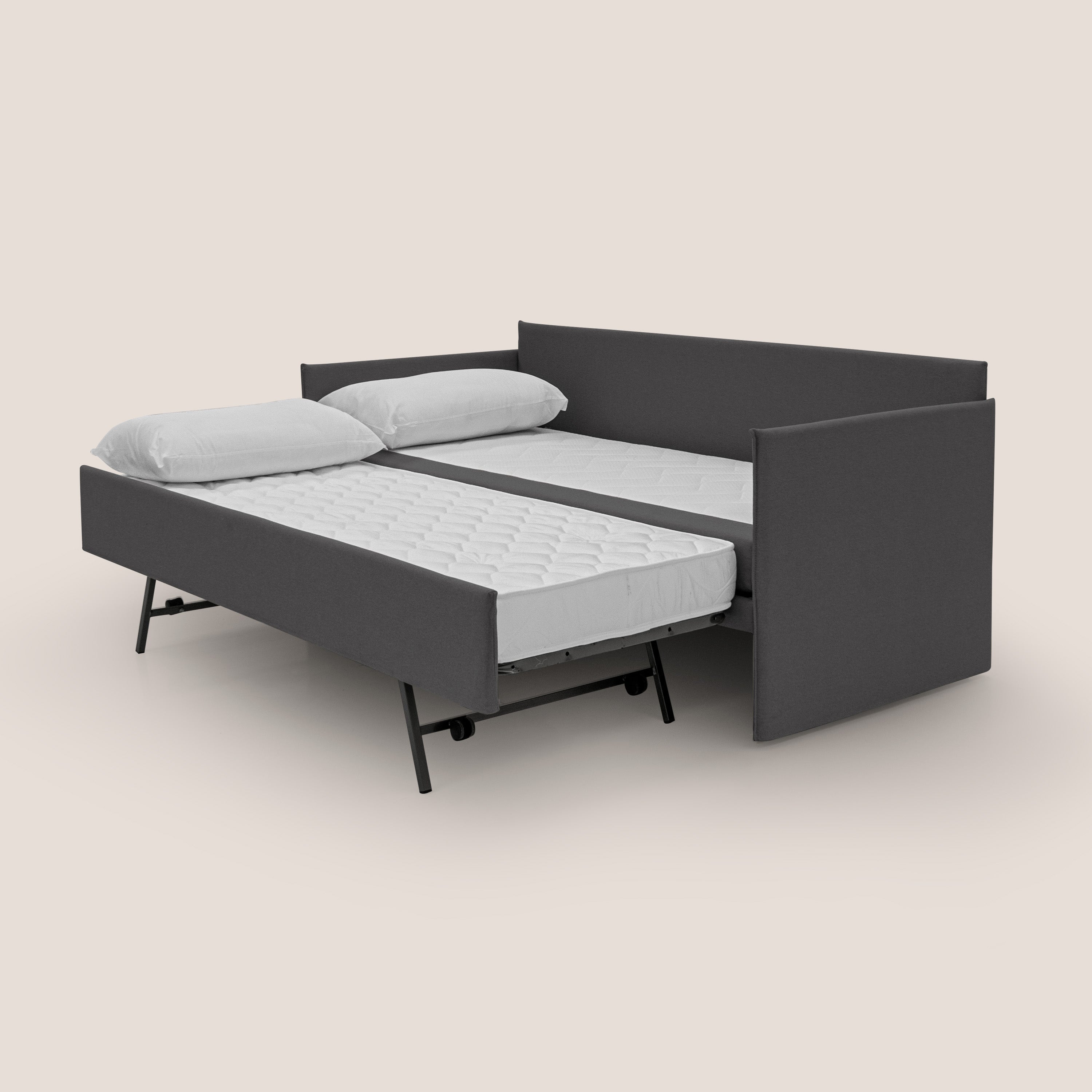 Brera Divano duplex con doppio letto in tessuto simil cotone impermeabile T13 grigio - divani.store