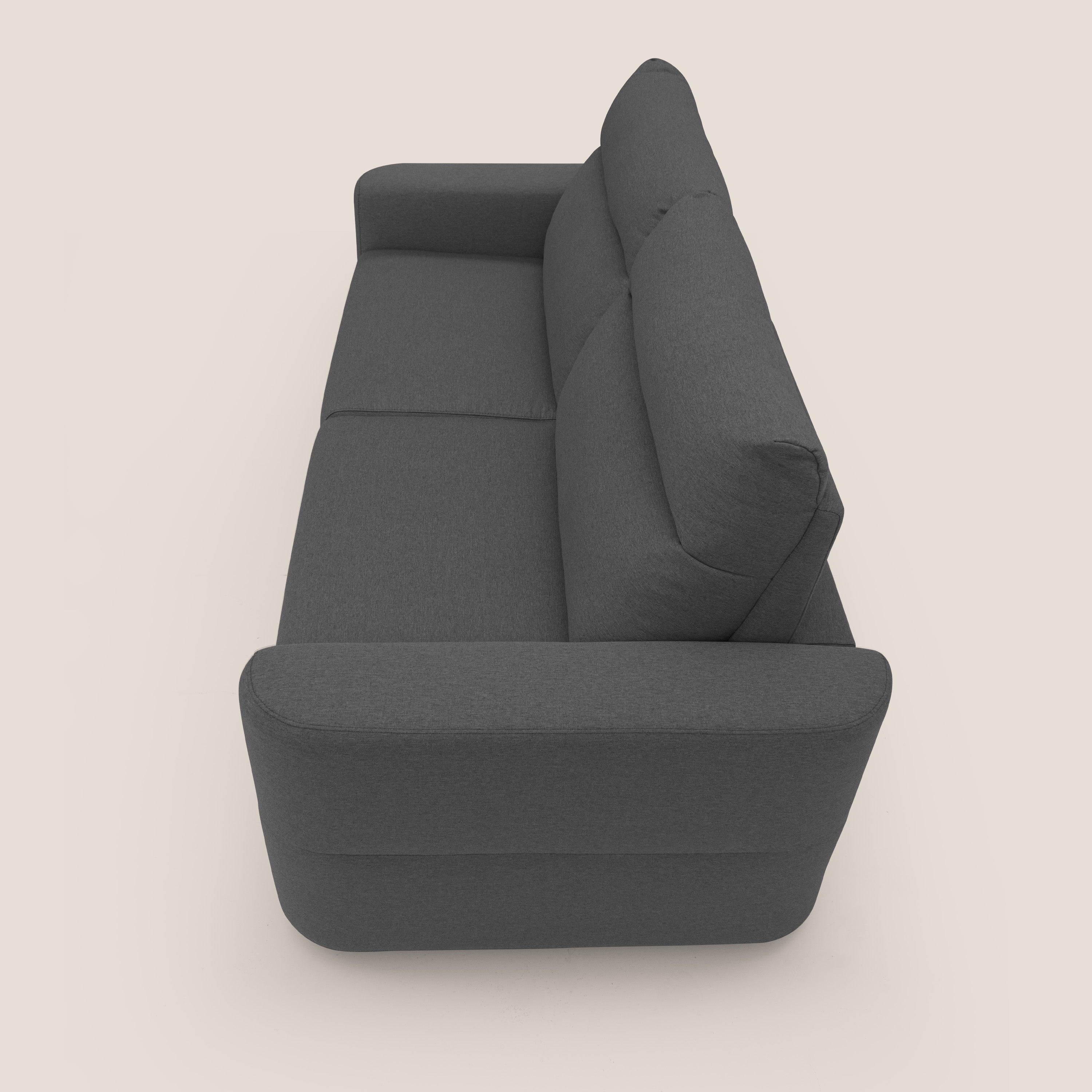 Cupido Divano letto materasso H18 cm e schienale alto in tessuto impermeabile simil cotone T13 antracite - divani.store