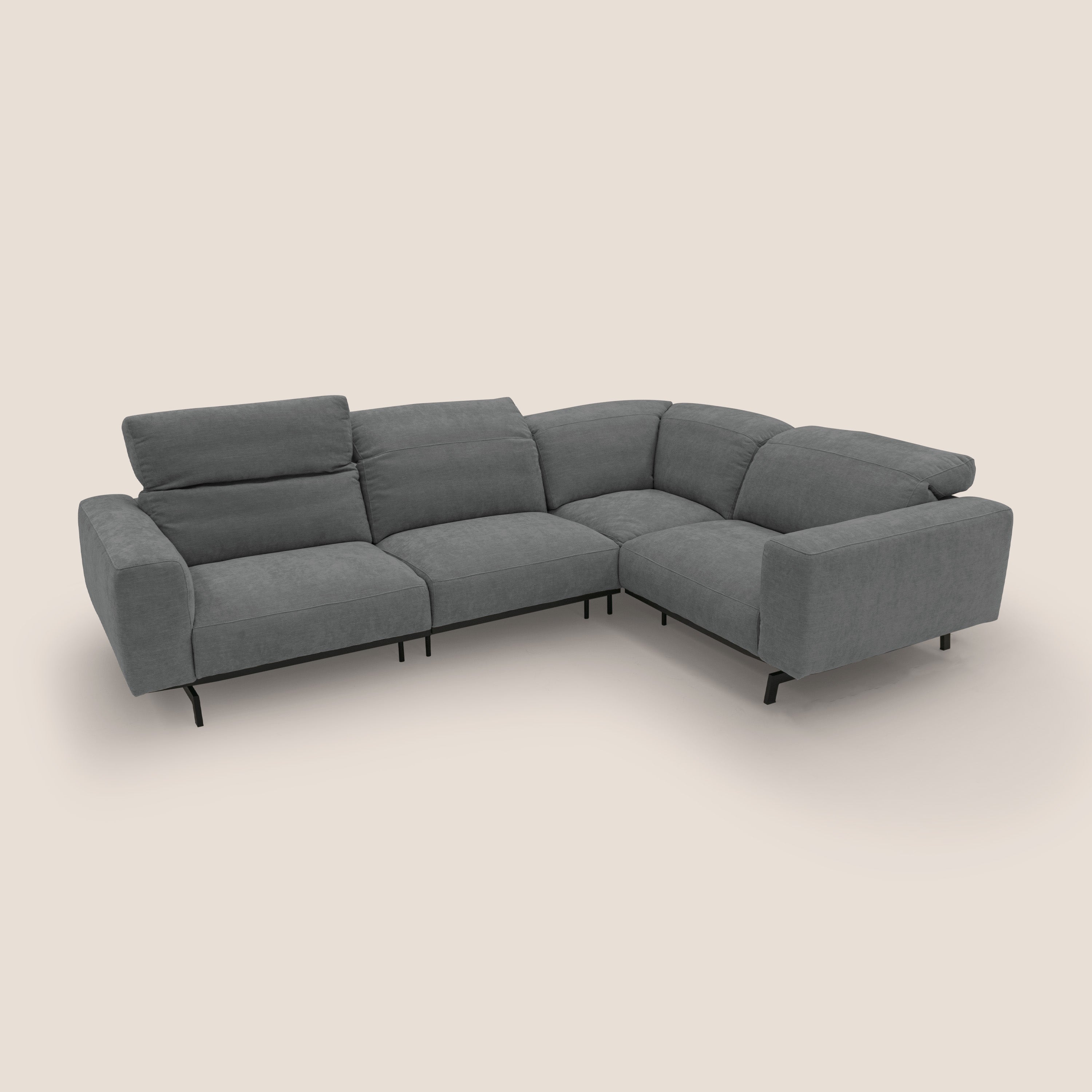 Sakura Canapé d'angle RÉVERSIBLE et modulable en tissu doux et imperméable T14 gris