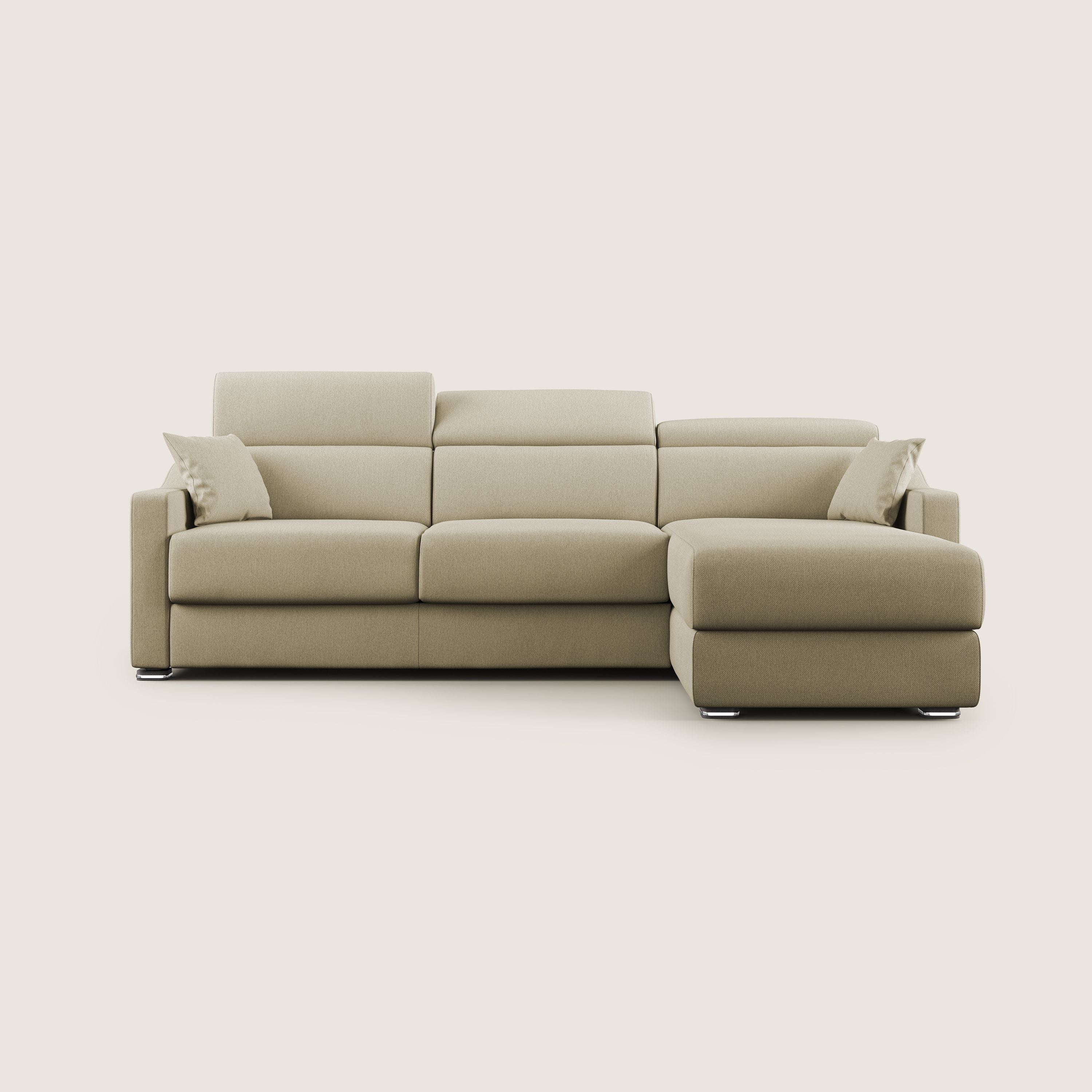 Amber divano letto angolare in tessuto smacchiabile T05 cammello - divani.store