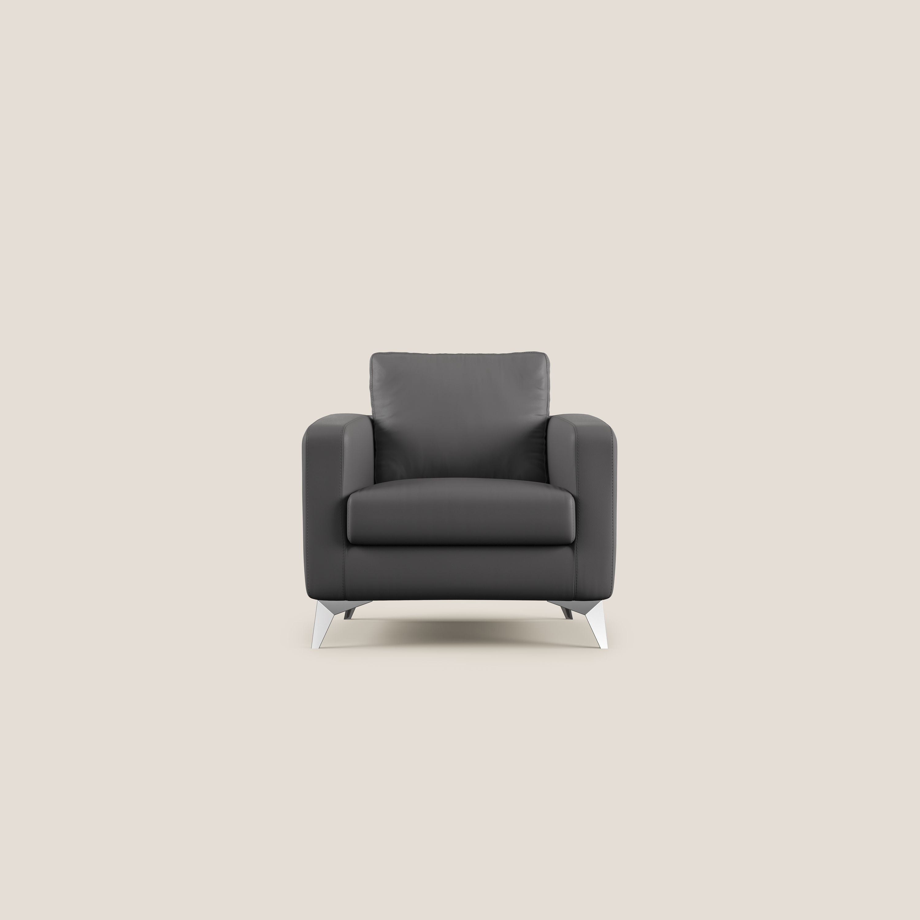 Orione Poltroncina in ecopelle moderna e impermeabile T04 antracite - divani.store