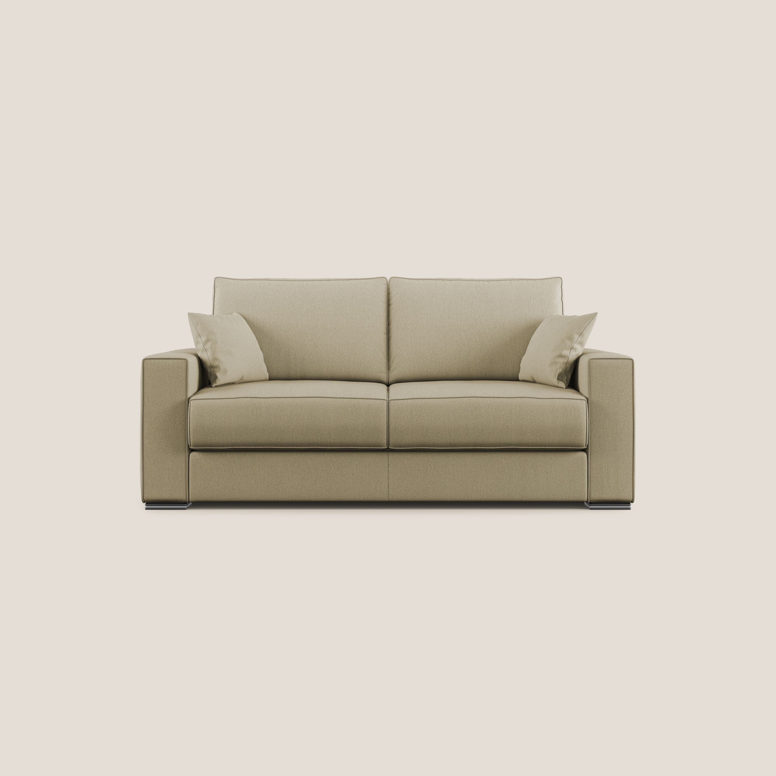 Dream Divano letto moderno dai morbidi cuscini in tessuto smacchiabile T05 cammello - divani.store