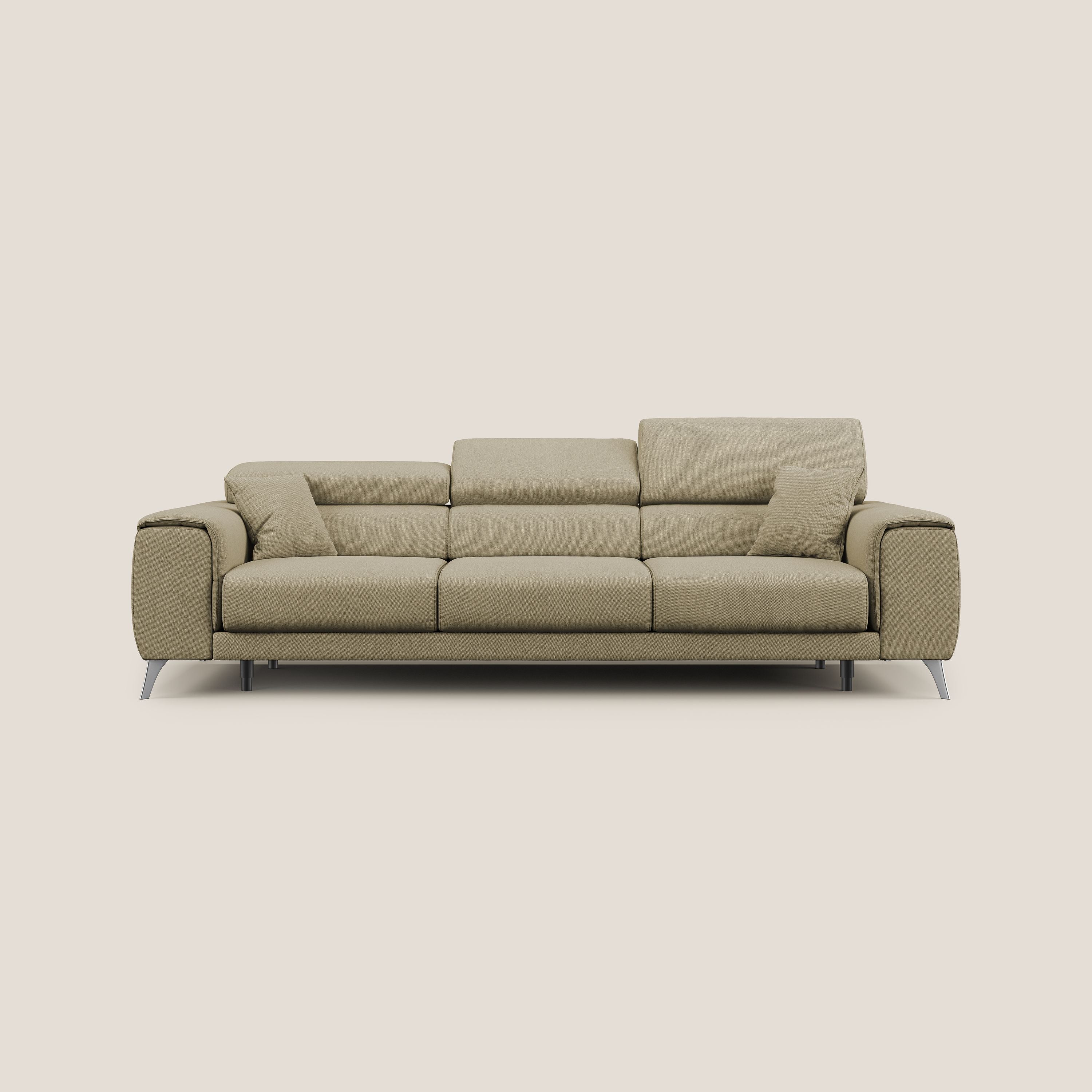 Fusion divano con 3 sedute allungabili in tessuto smacchiabile T05 cammello - divani.store