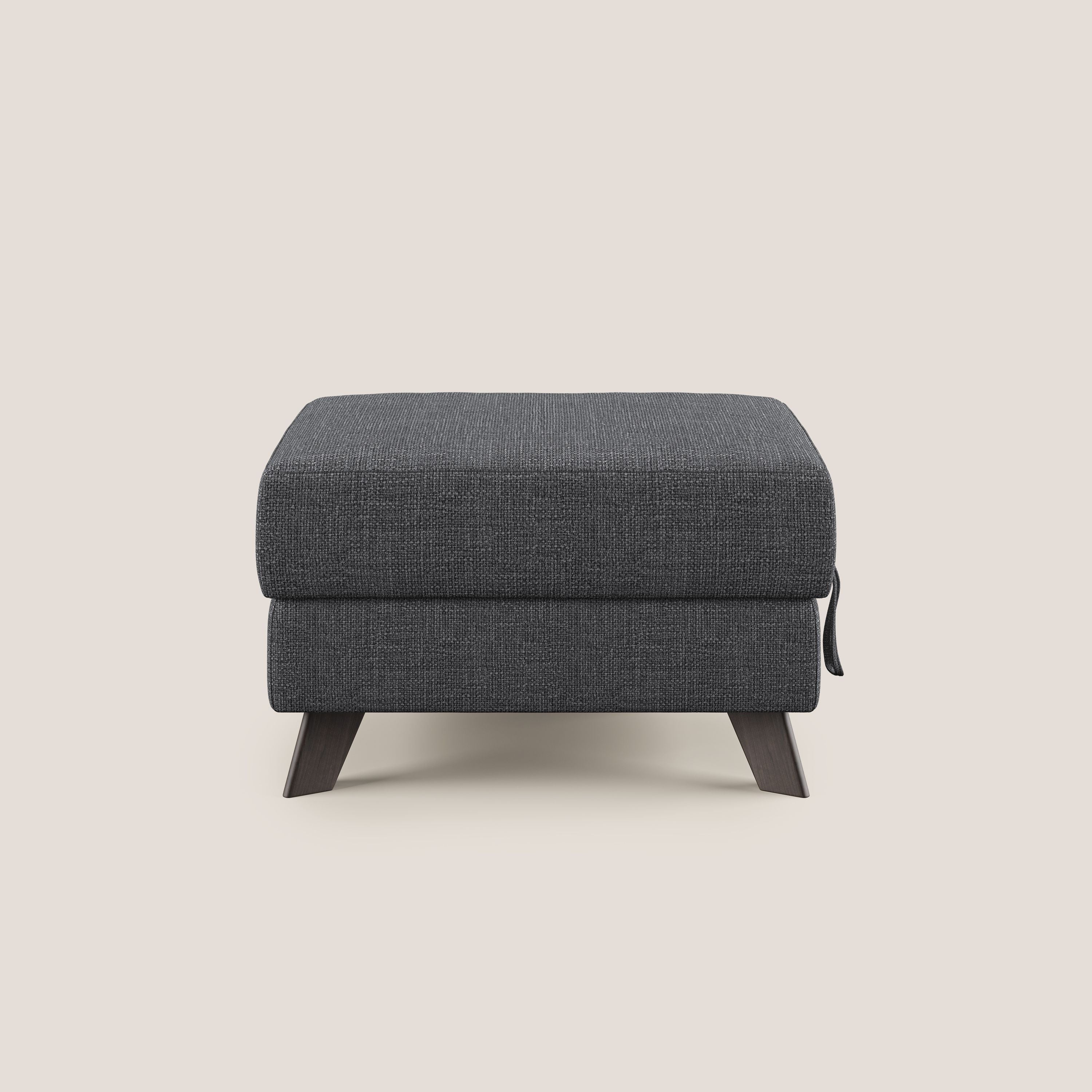 Moon Pouf contenitore e piedini alti in tessuto morbido ad intreccio soft-touch impermeabile T06 antracite - divani.store