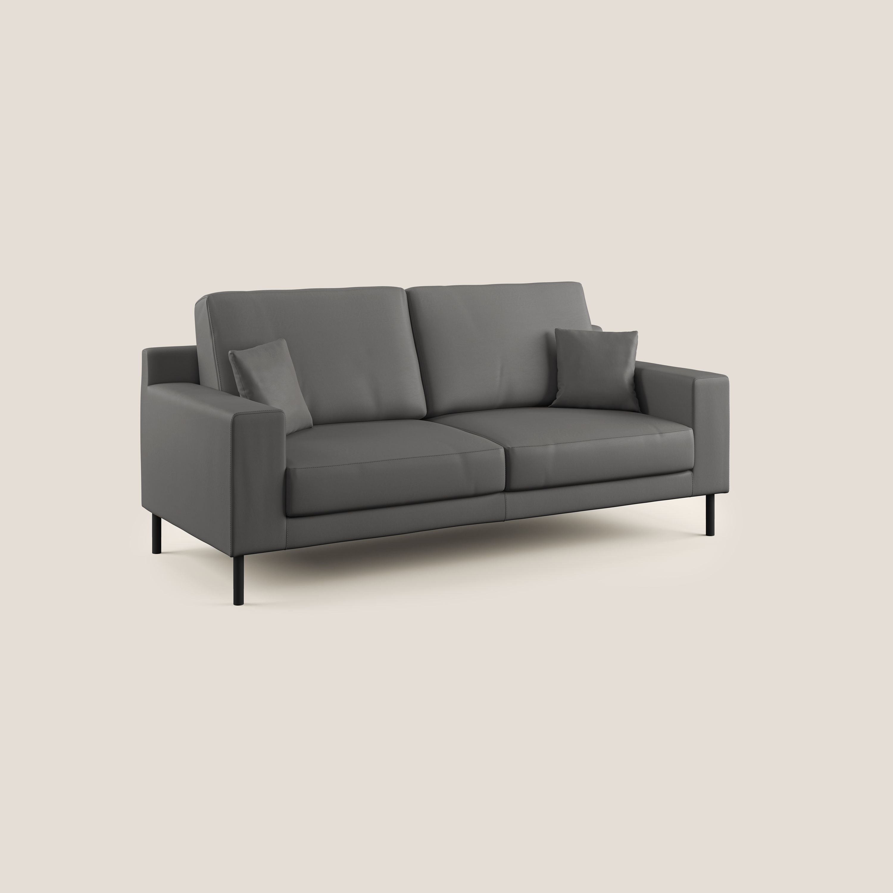 Uranio divano moderno lineare in Ecopelle impermeabile T04 antracite - divani.store