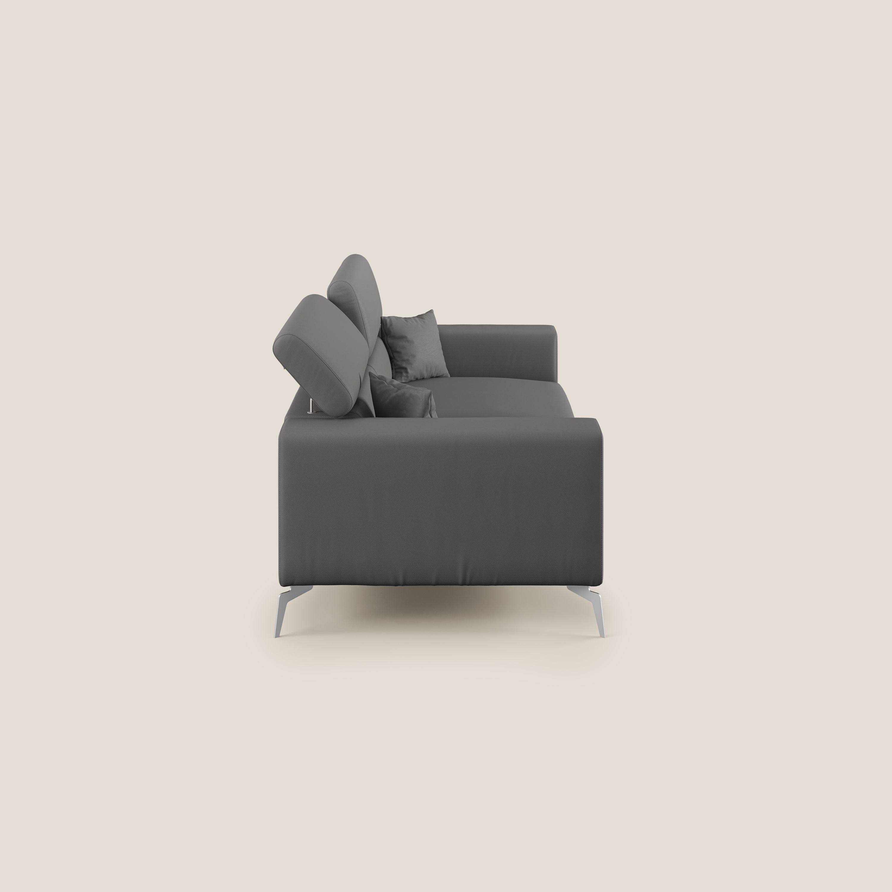 Blade Divano moderno con poggiatesta reclinabili in Ecopelle T04 antracite - divani.store