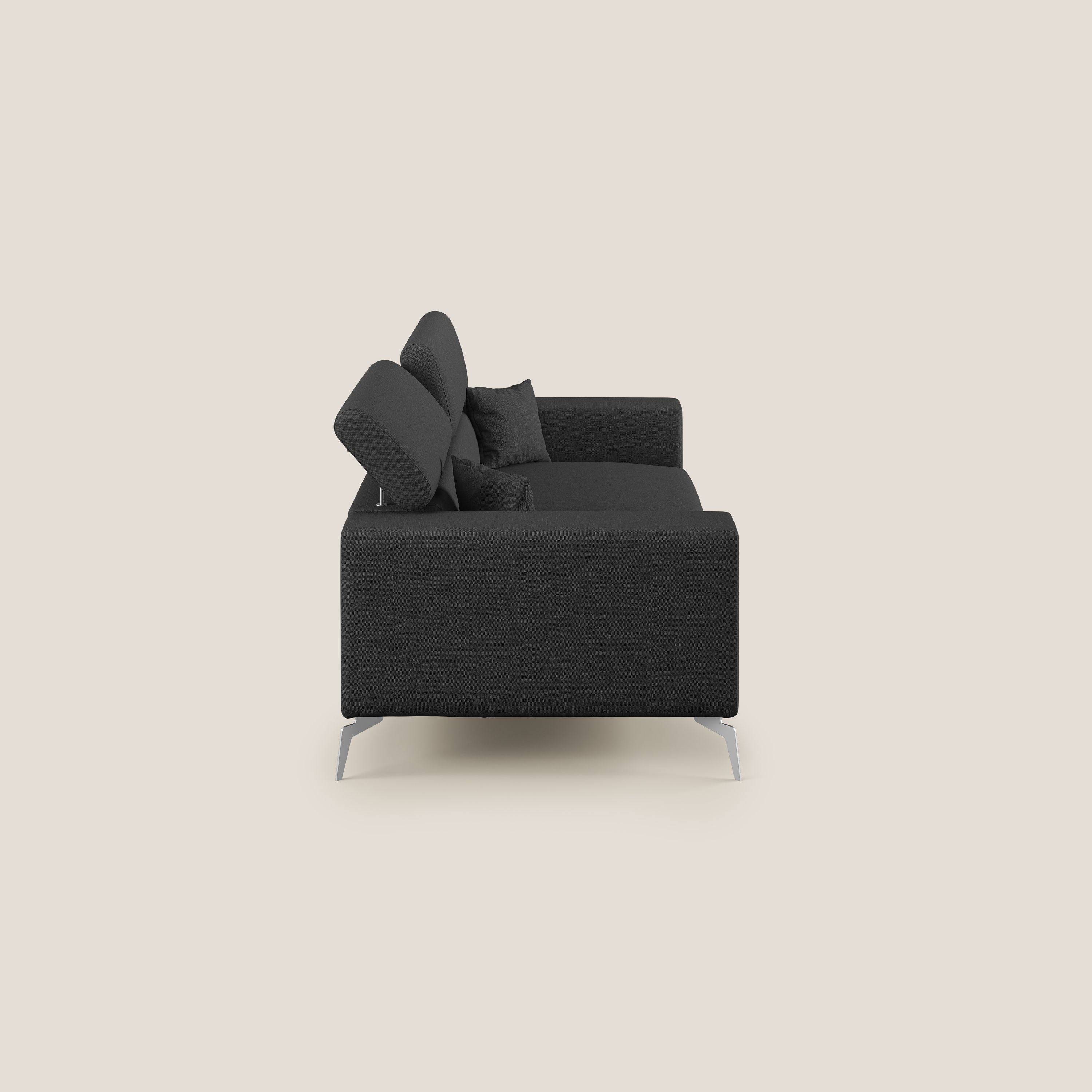 Blade Divano con poggiatesta reclinabili in tessuto impermeabile misto cotone T13 antracite - divani.store