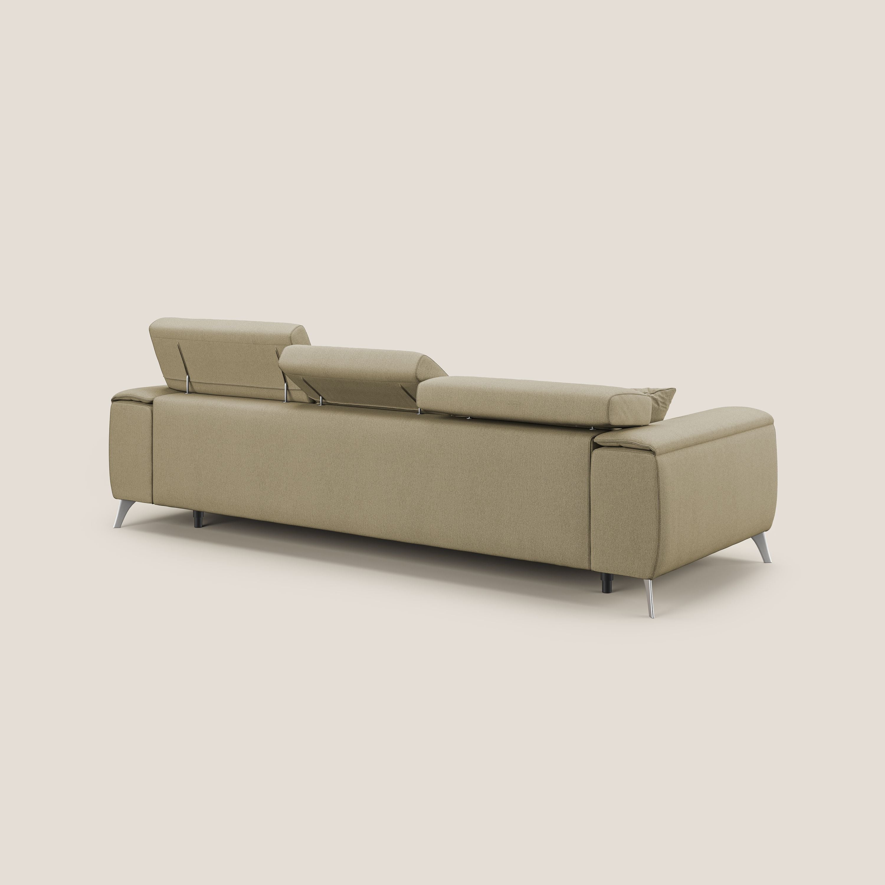 Fusion Divano angolare con sedute scorrevoli in tessuto morbido smacchiabile T05 cammello - divani.store