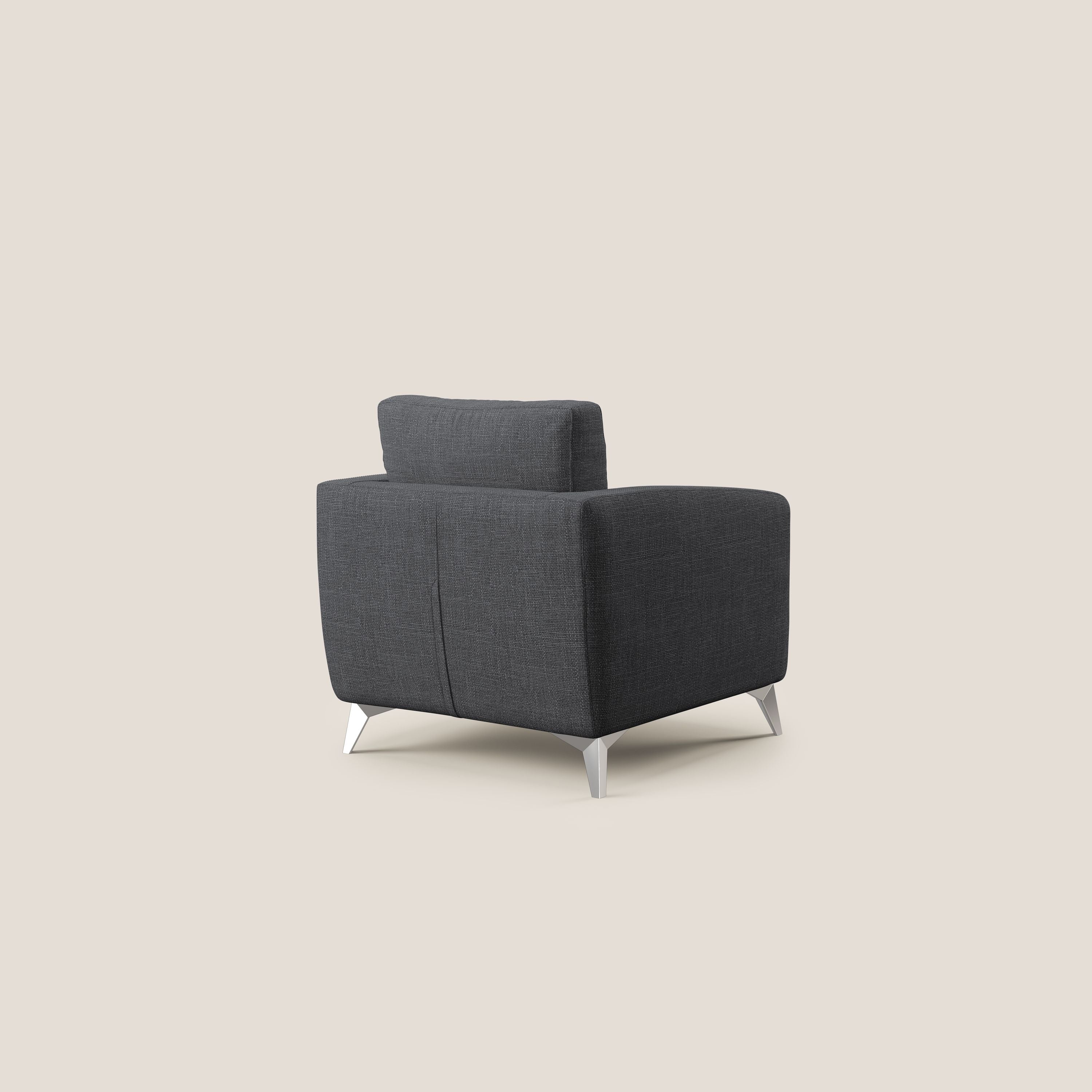 Orione Poltroncina in morbido tessuto impermeabile ad intreccio T06 antracite - divani.store