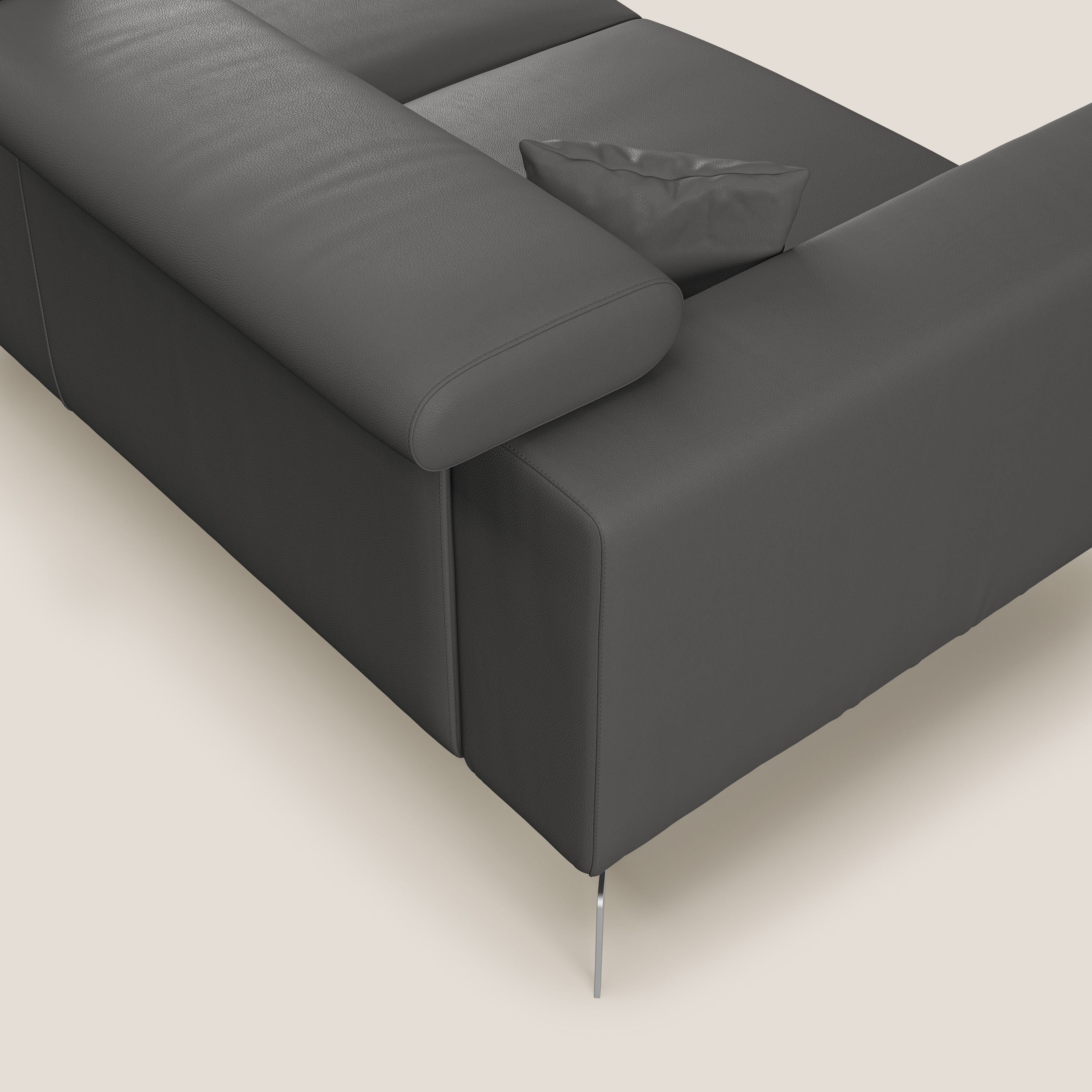 Blade Divano moderno angolare con poggiatesta reclinabili in Ecopelle T04 antracite - divani.store
