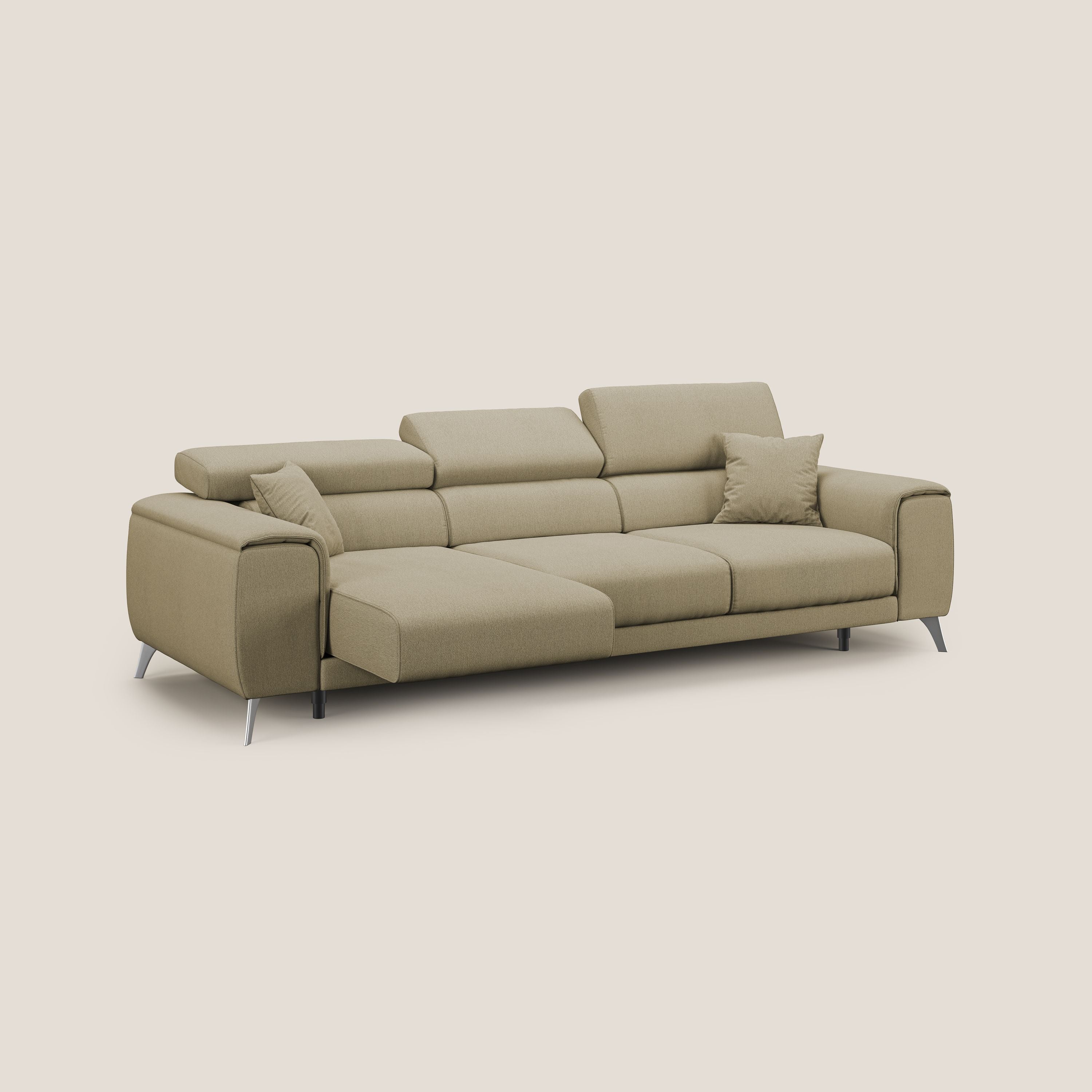 Fusion divano con 3 sedute allungabili in tessuto smacchiabile T05 cammello - divani.store