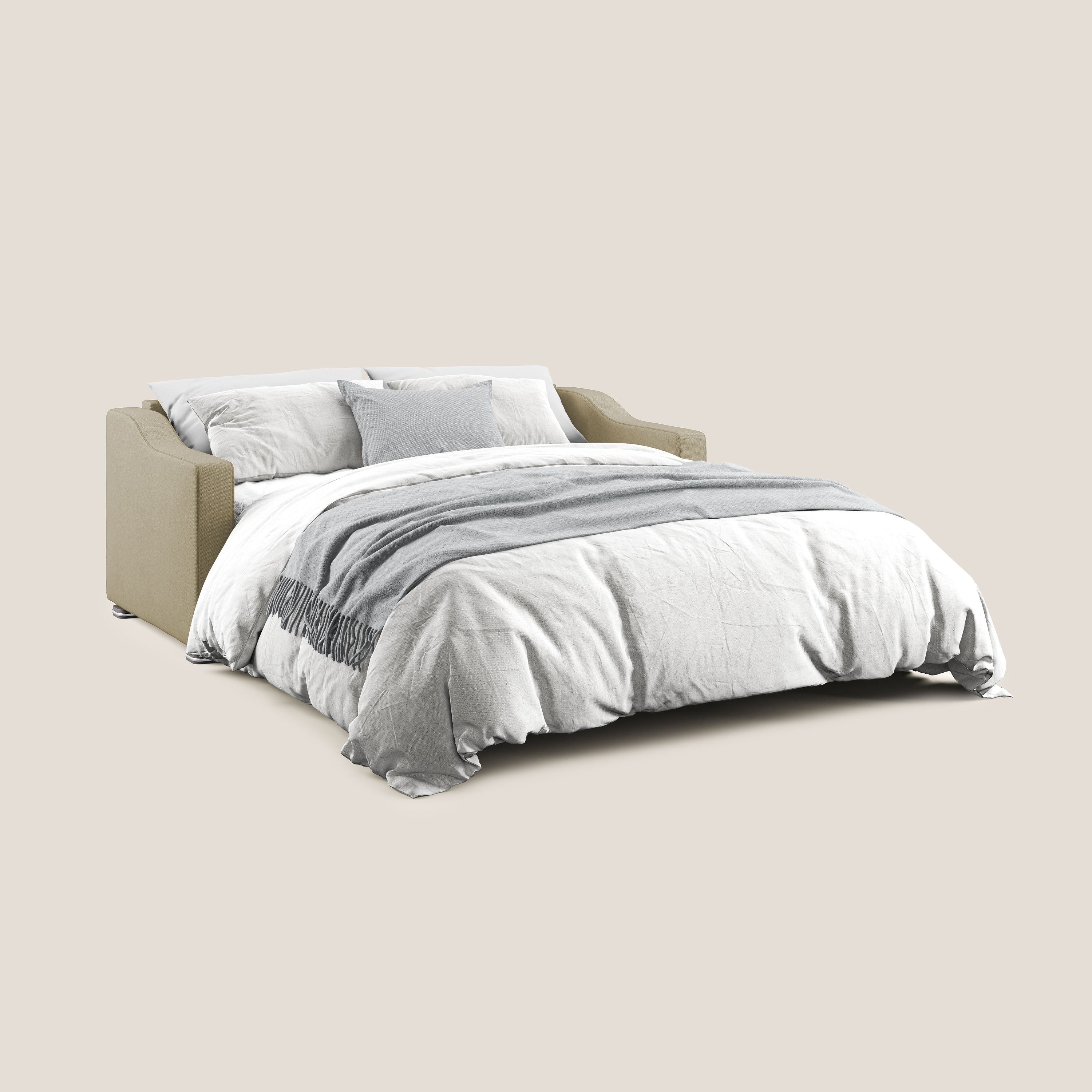Amber divano letto matrimoniale in tessuto smacchiabile T05 cammello - divani.store