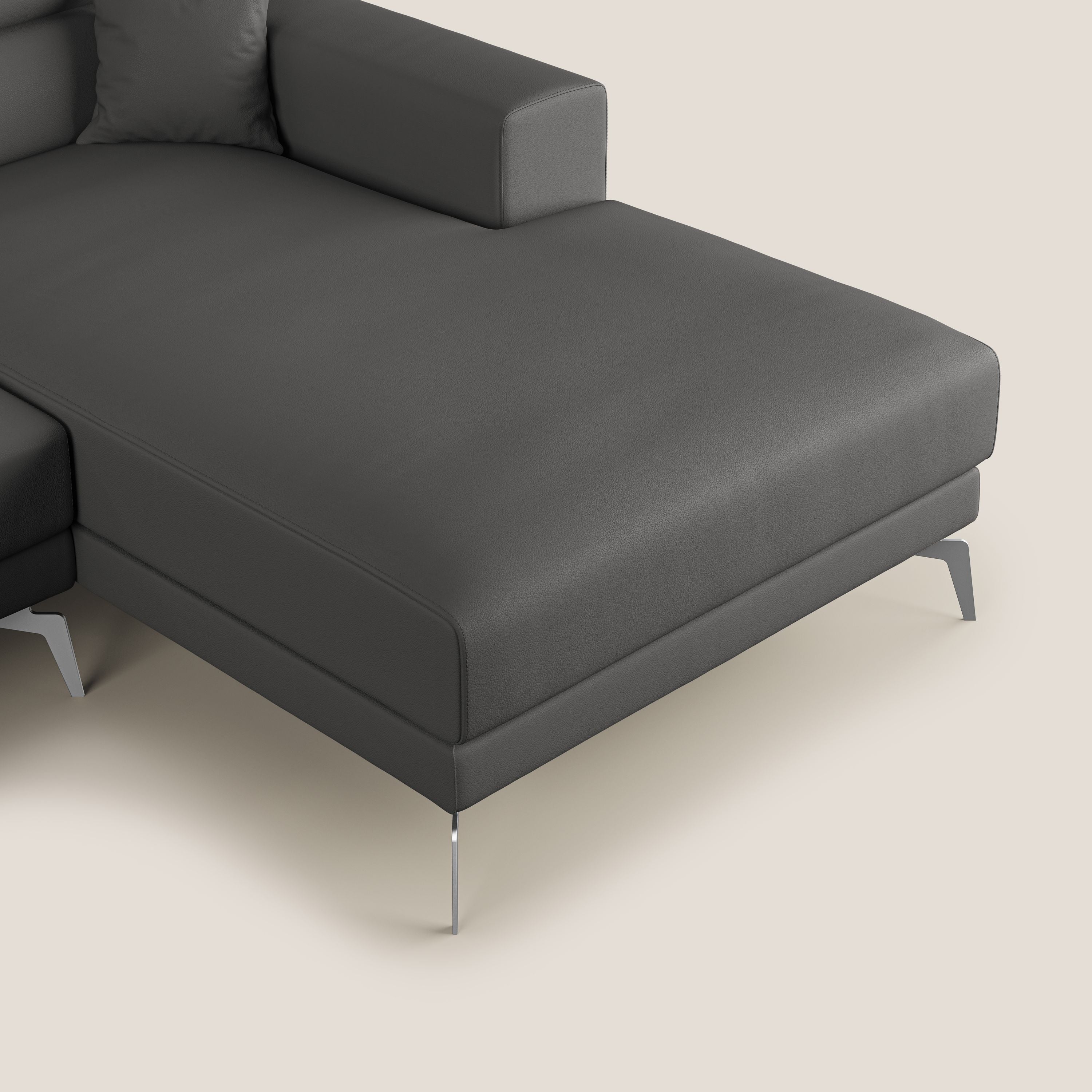 Blade Divano moderno angolare con poggiatesta reclinabili in Ecopelle T04 antracite - divani.store