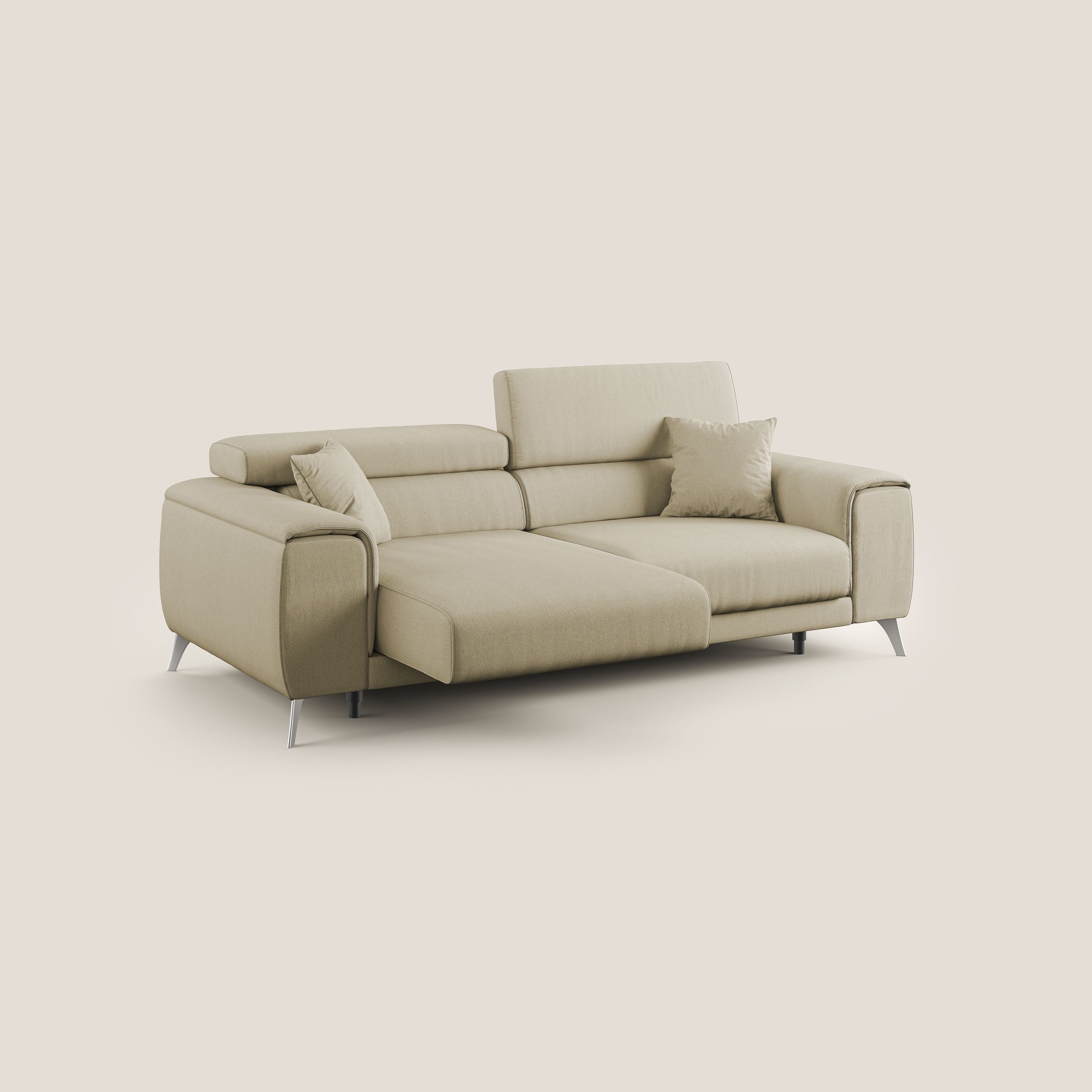 Fusion divano con sedute allungabili in tessuto smacchiabile T05 cammello - divani.store