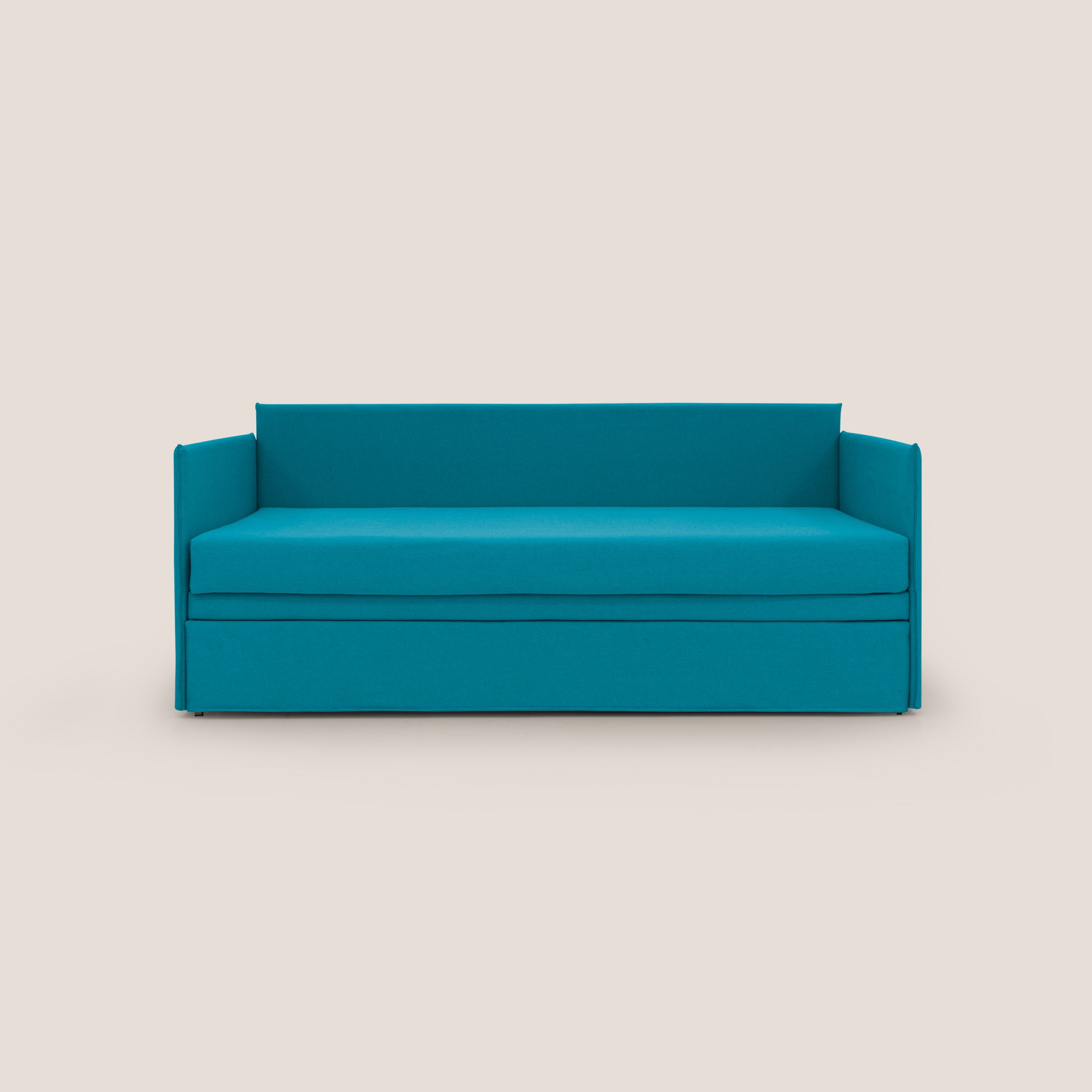 Brenta Divano duplex con doppio letto in tessuto simil cotone impermeabile T13 azzurro - divani.store