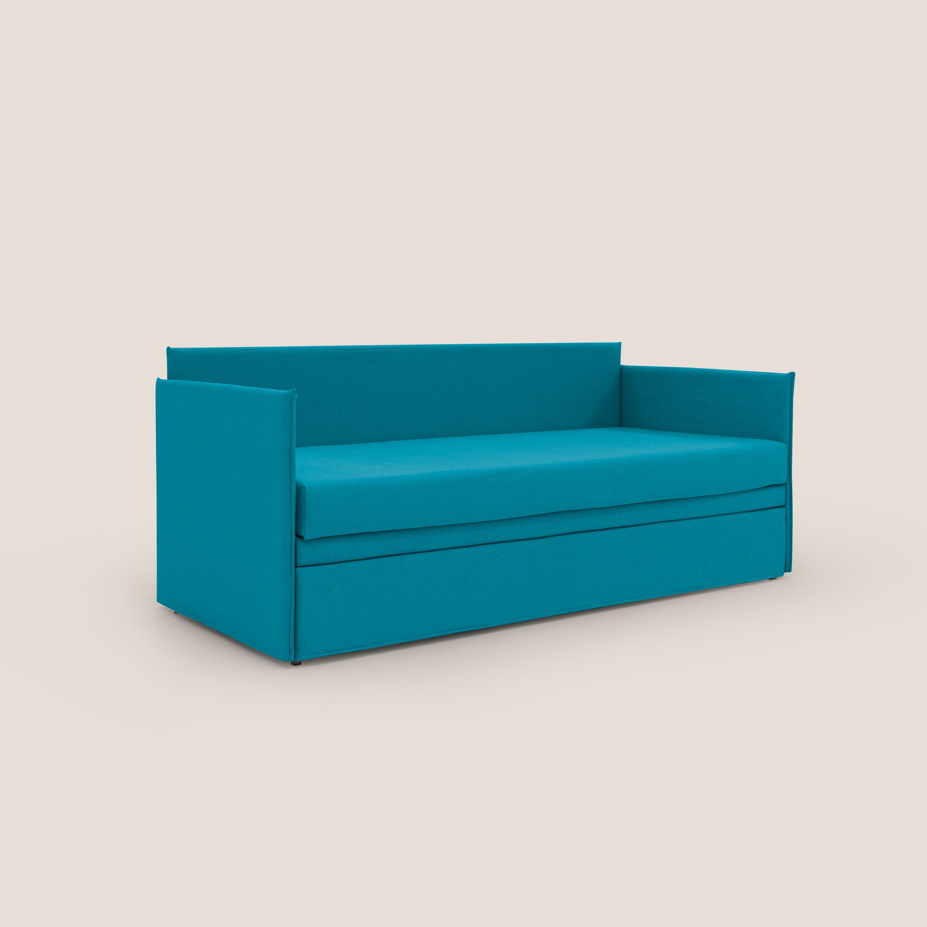Brenta Divano duplex con doppio letto in tessuto simil cotone impermeabile T13 azzurro - divani.store