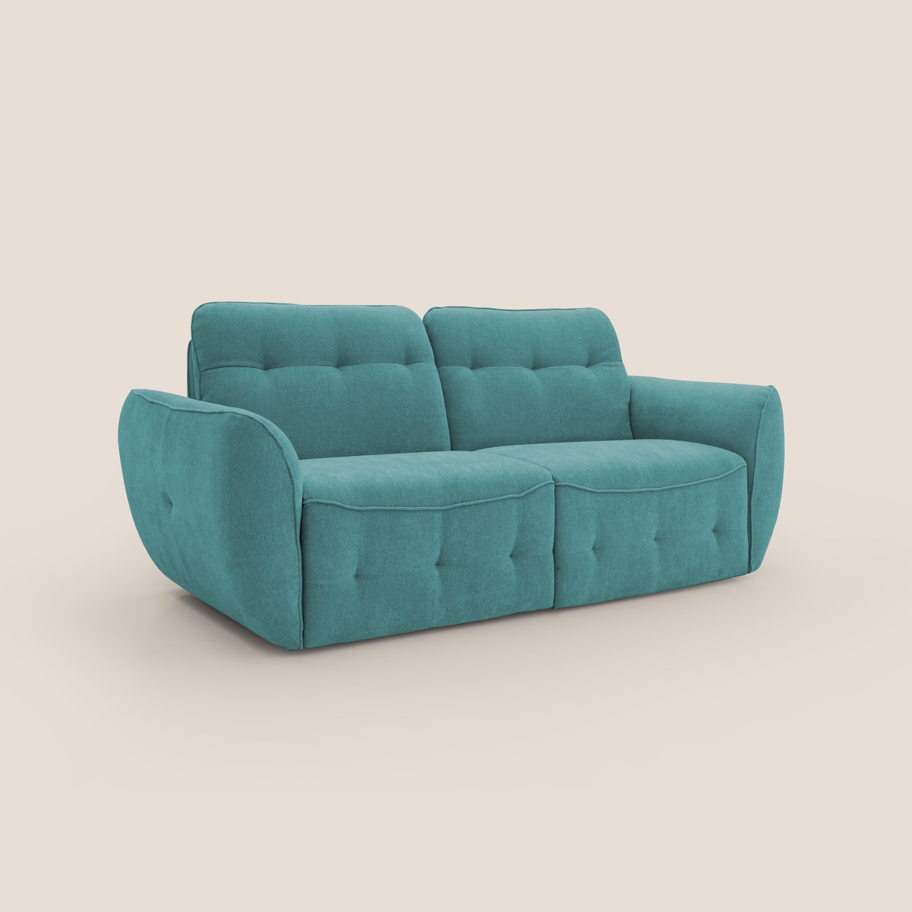 Cerbero divano 2 e 3 posti in morbido bouclé impermeabile T07 azzurro - divani.store