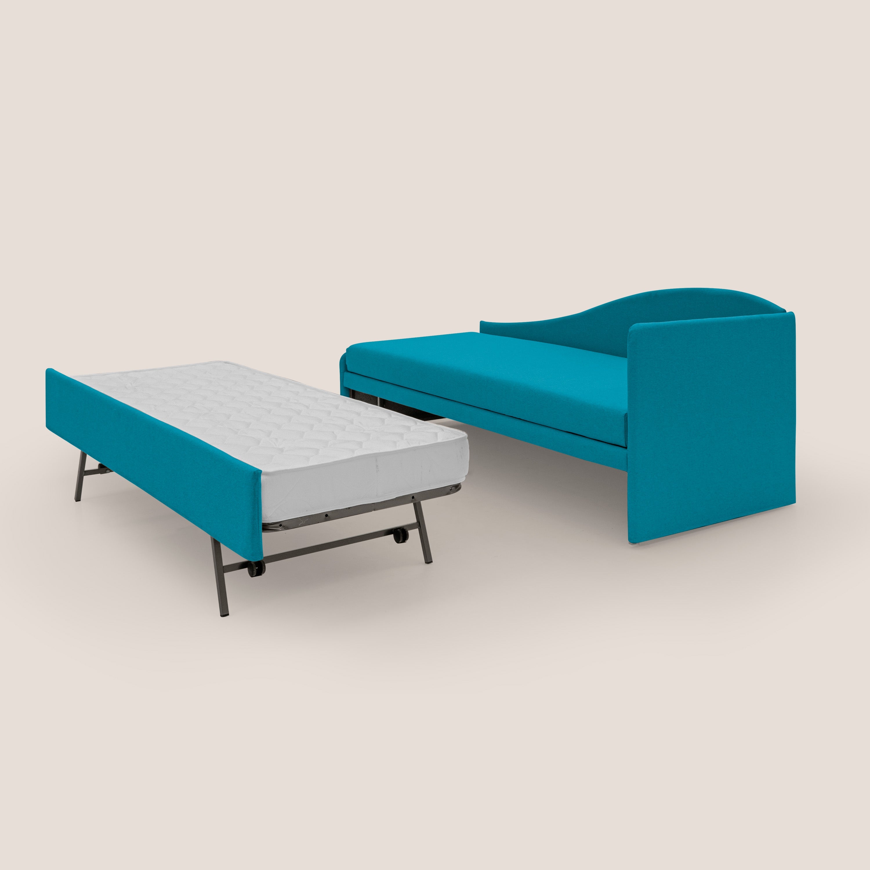 Nolo Divano duplex con doppio letto in tessuto simil cotone impermeabile T13 azzurro - divani.store
