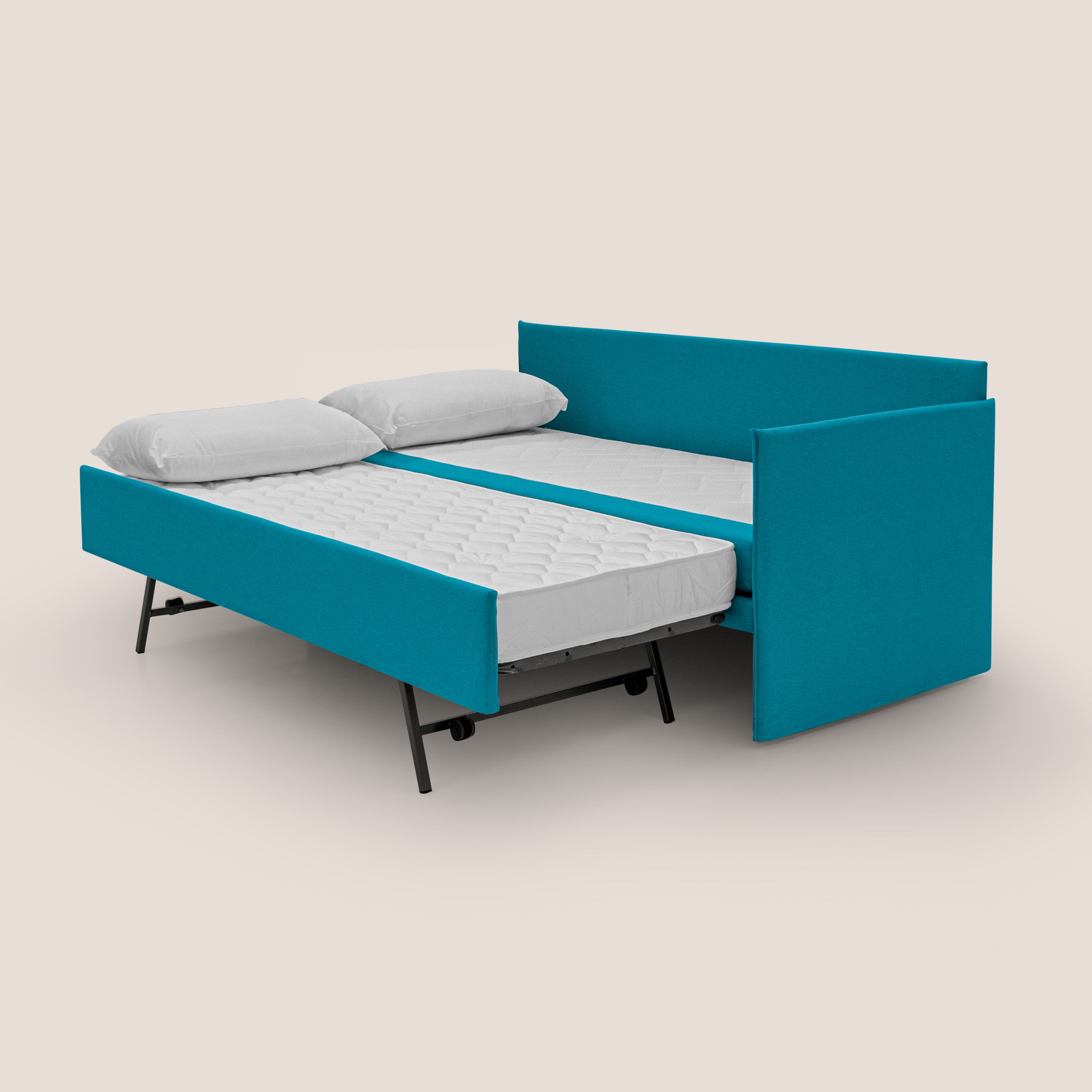 Durini Divano duplex con doppio letto in tessuto simil cotone impermeabile T13 azzurro - divani.store