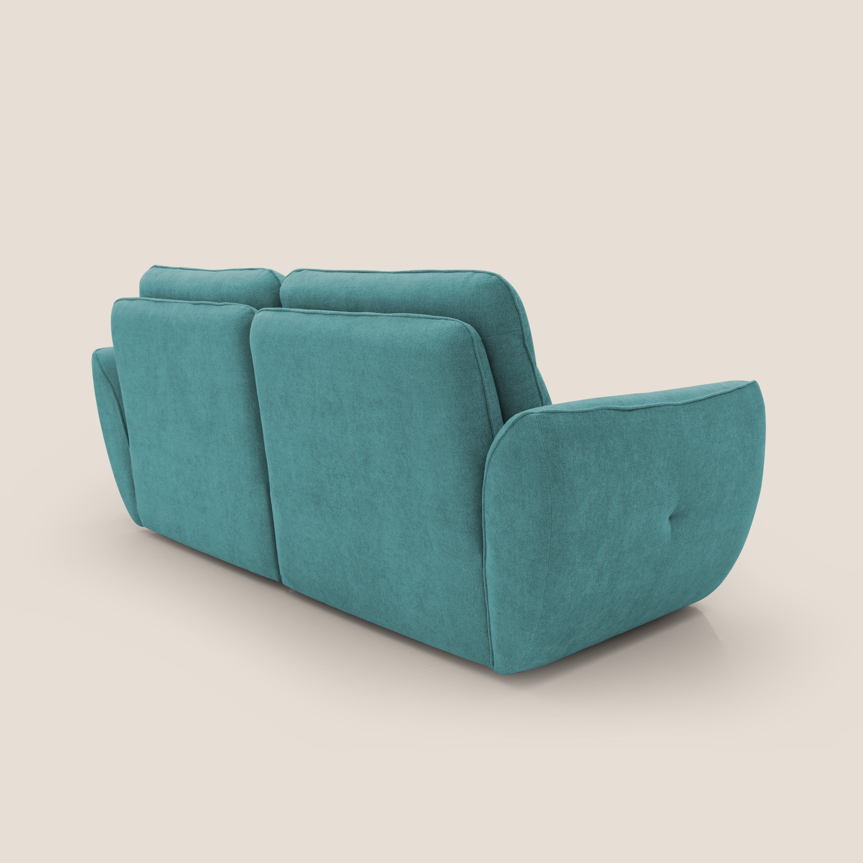 Cerbero divano 2 e 3 posti in morbido bouclé impermeabile T07 azzurro - divani.store